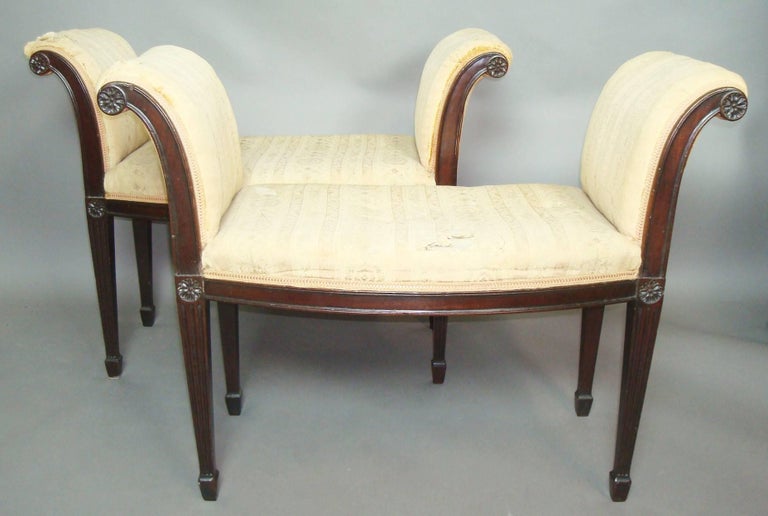 George III Pair of Mahogany Window Seats For Sale at 1stdibs