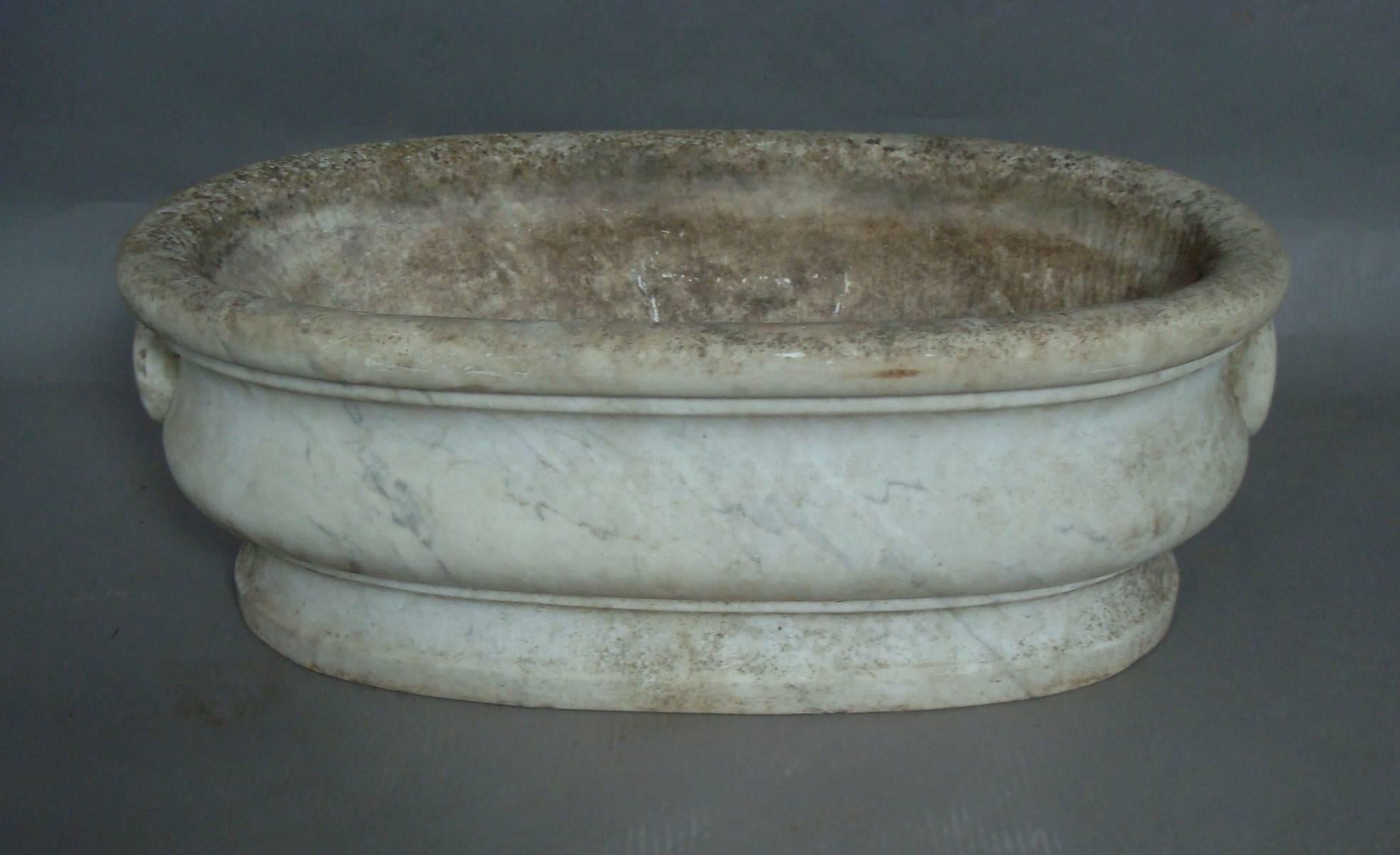 Polished 19th Century Carrera Marble Cistern For Sale