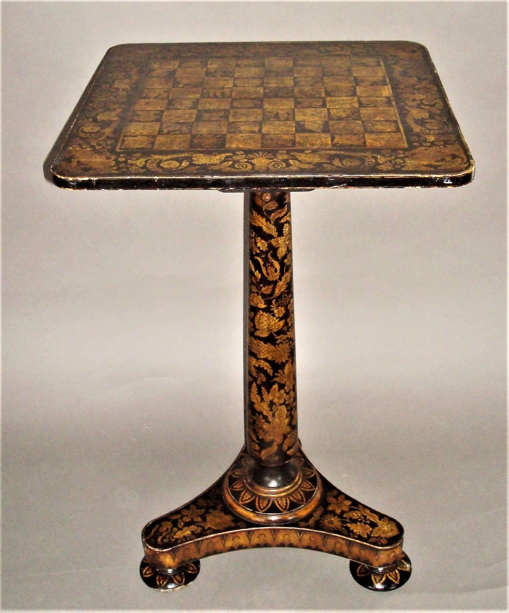 19th Century Regency Pen Work Chess Occasional Table