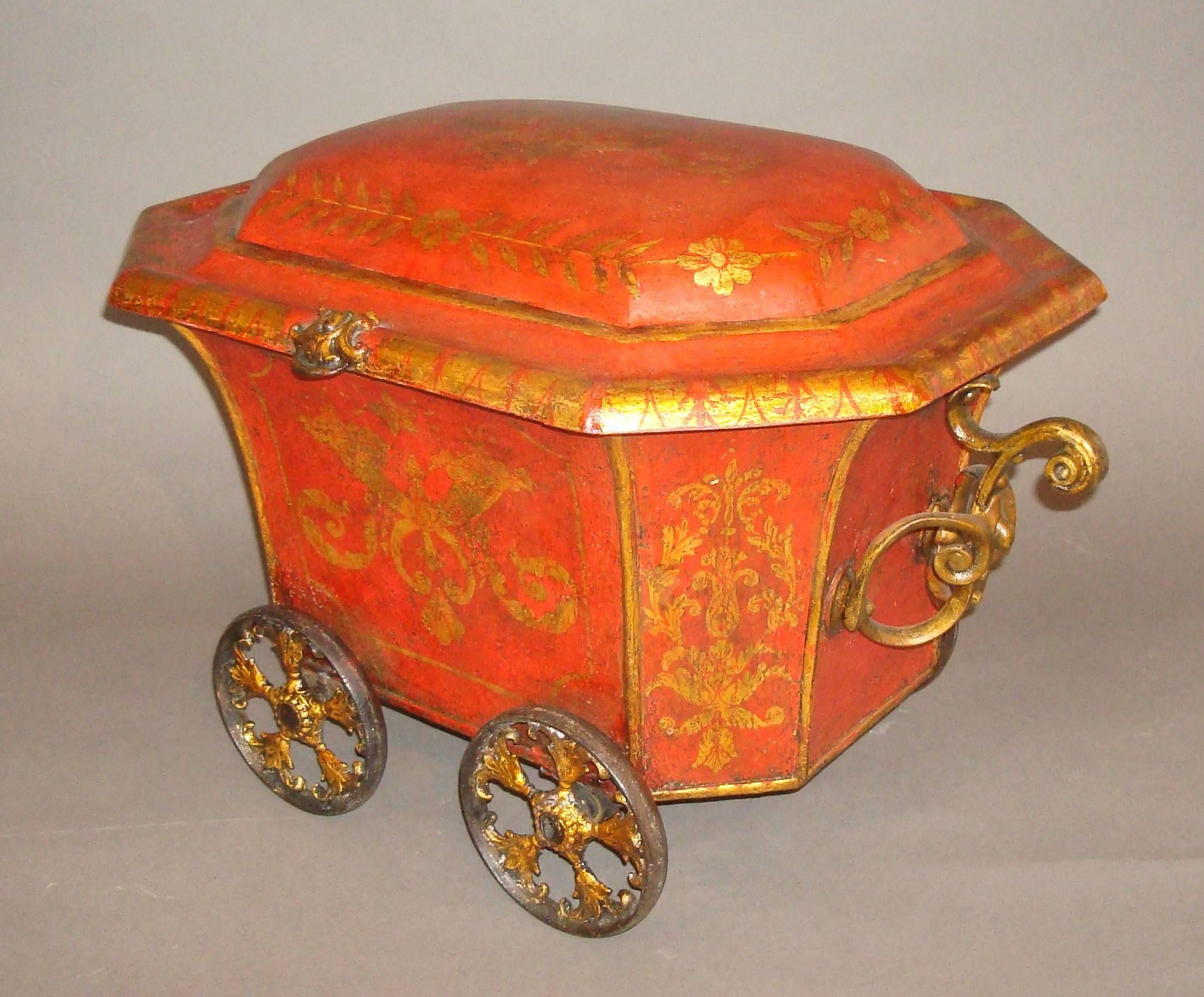English Regency Painted Tole Coal Box or Coal Hod For Sale