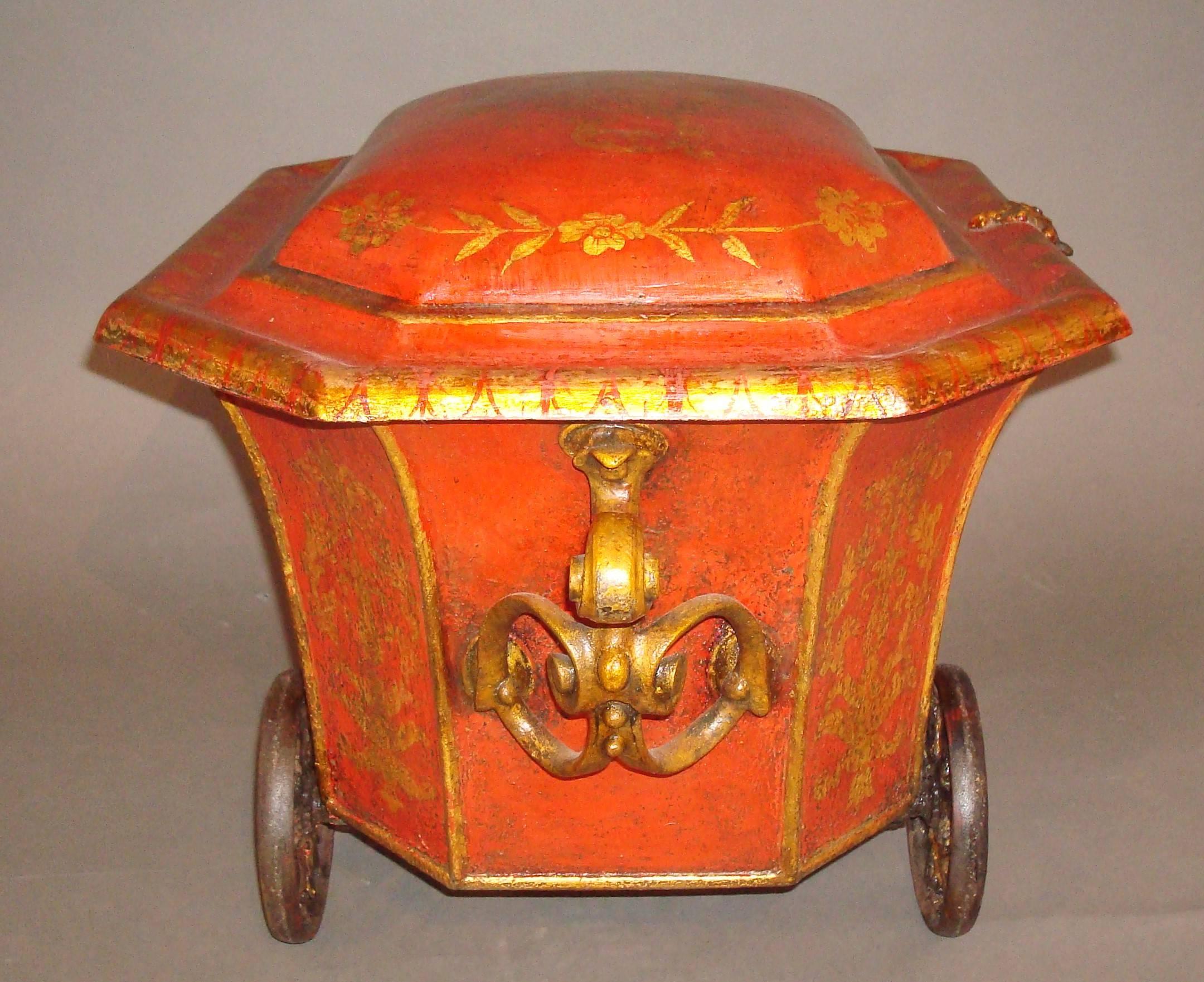 Regency Painted Tole Coal Box or Coal Hod For Sale 1