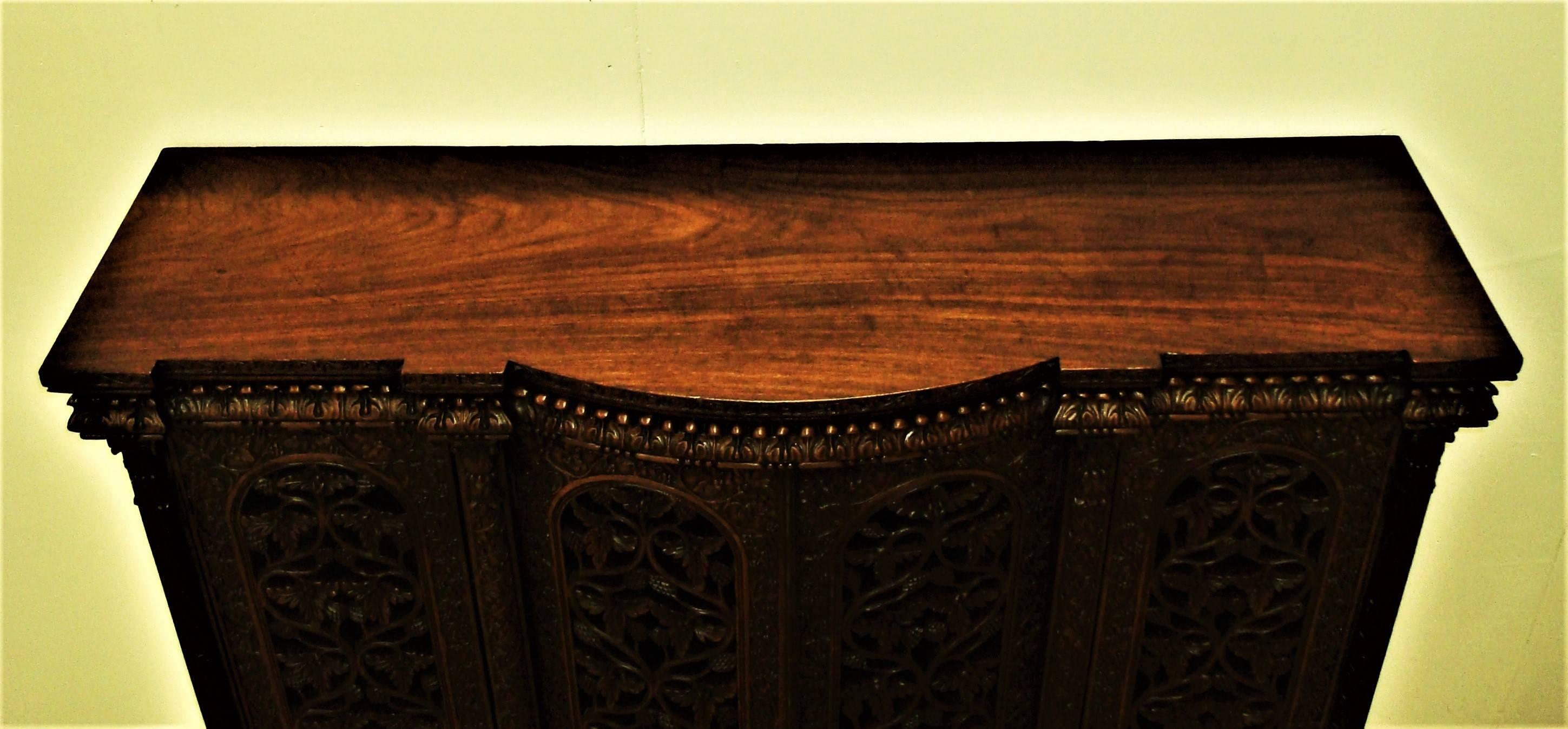19th Century Indian Carved Padouk Side Cabinet 4