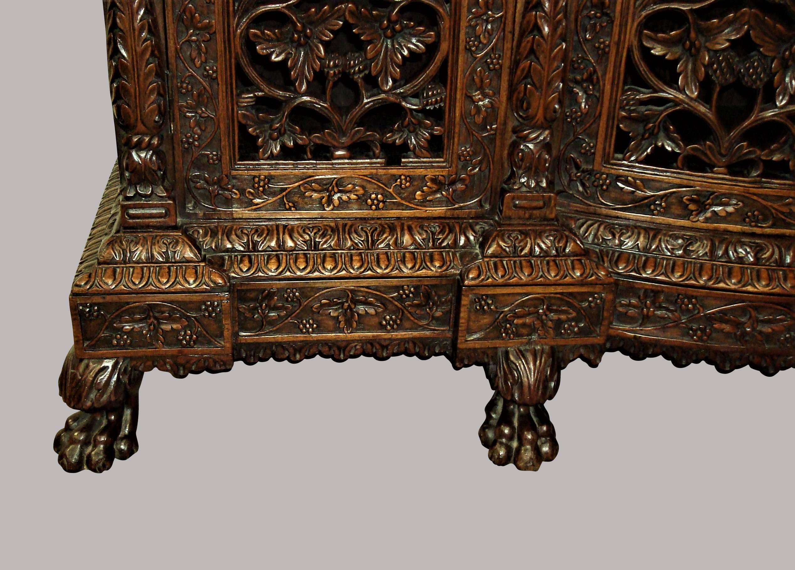 19th Century Indian Carved Padouk Side Cabinet 3