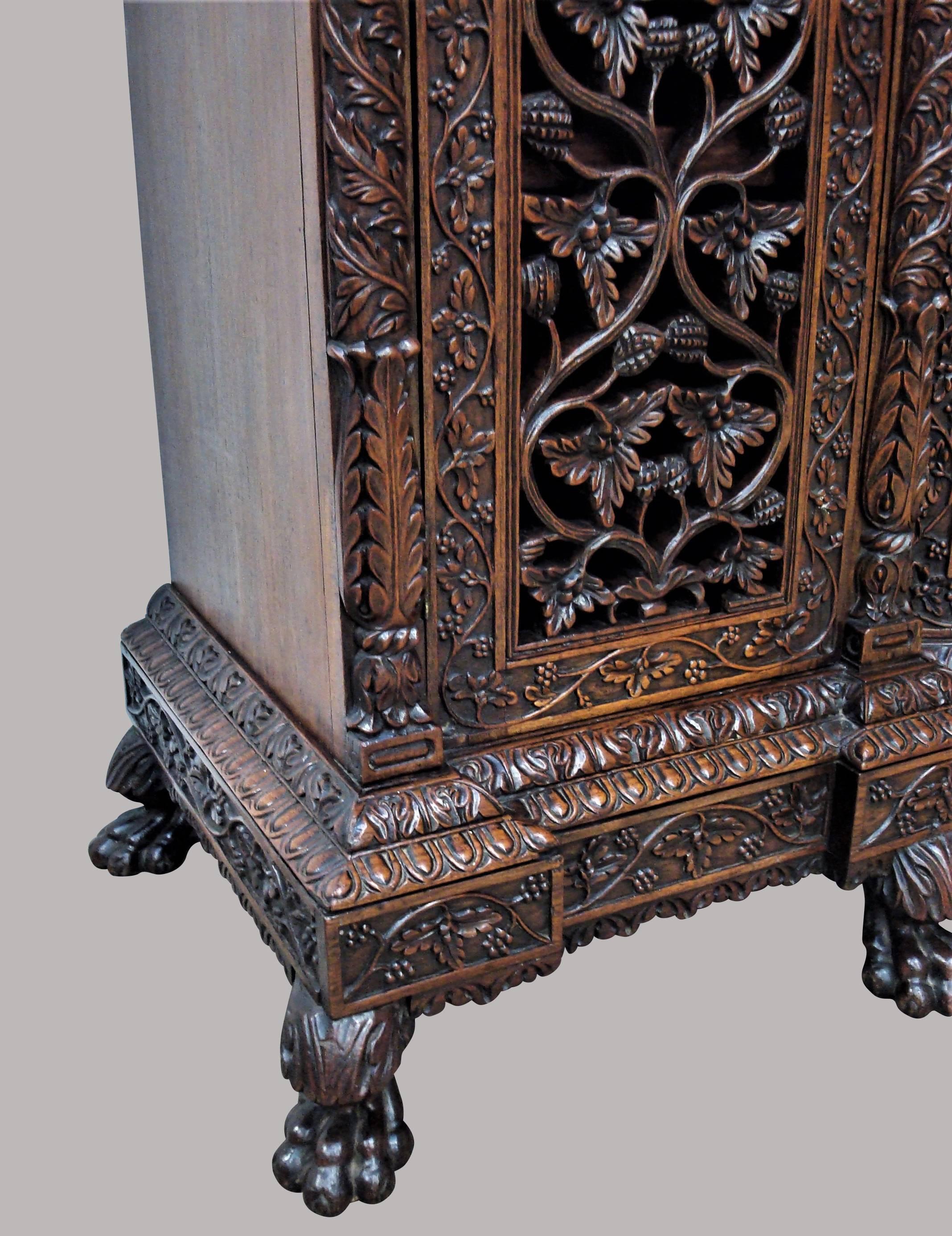 Mid-19th Century 19th Century Indian Carved Padouk Side Cabinet