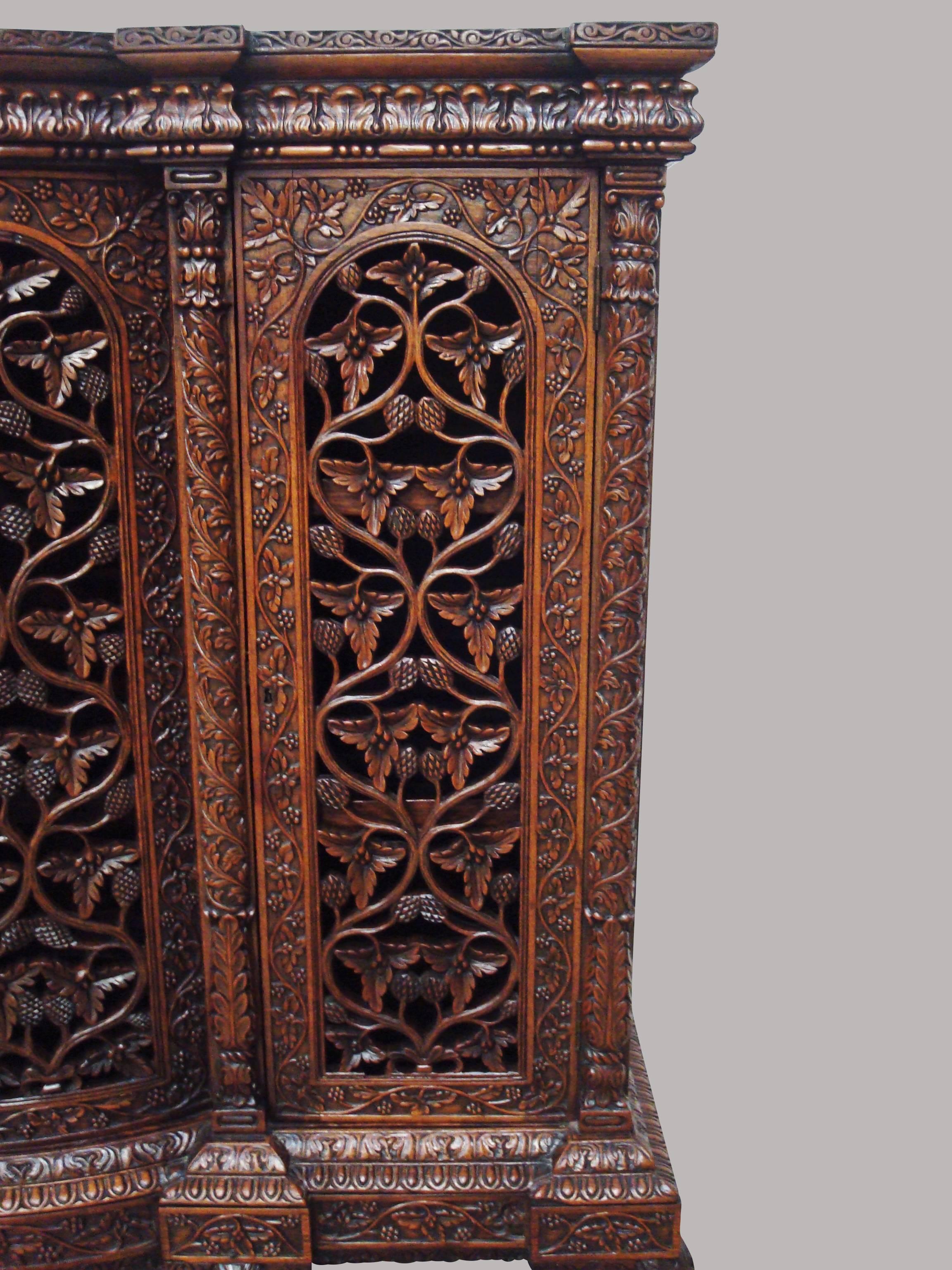 Wood 19th Century Indian Carved Padouk Side Cabinet