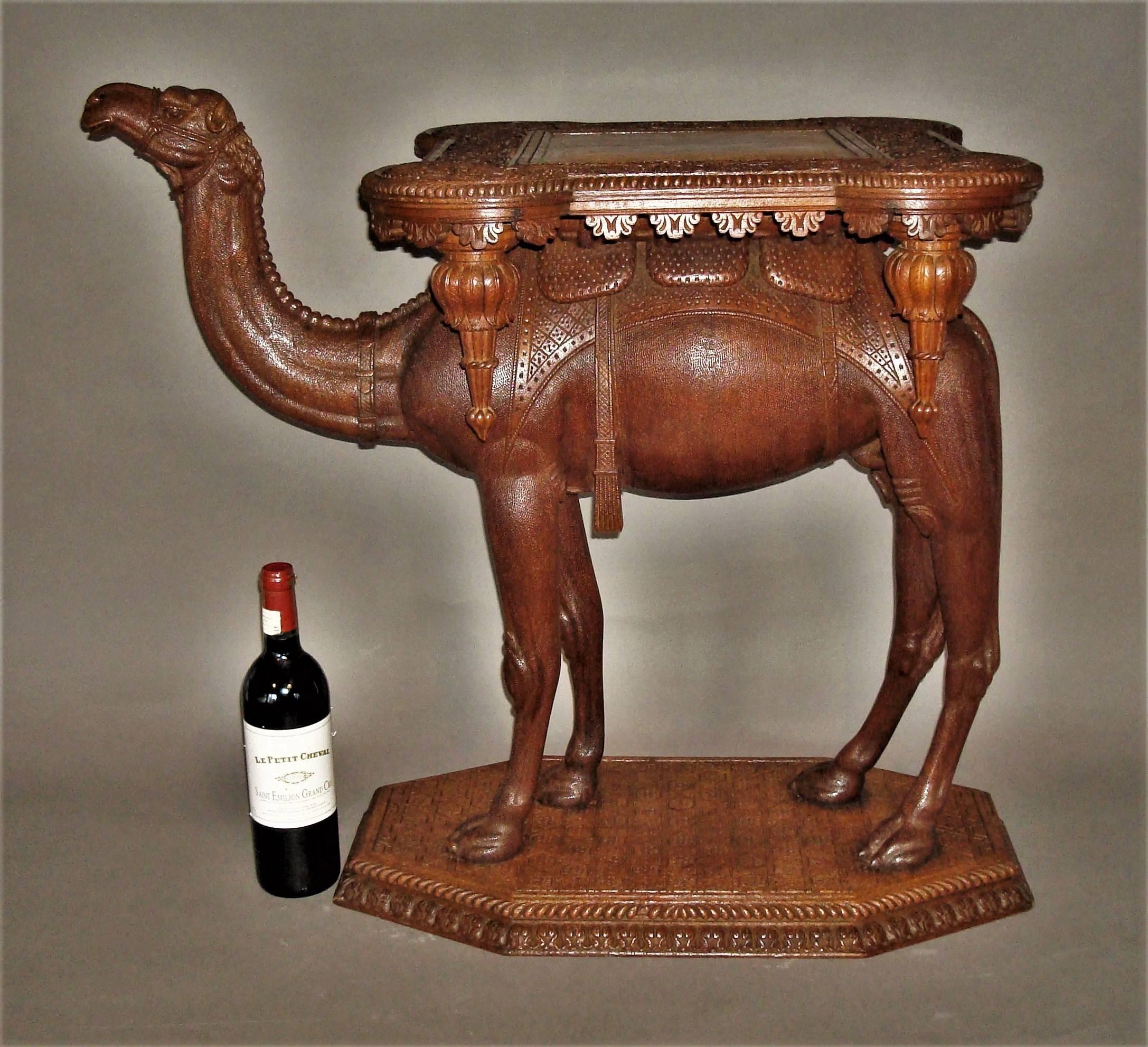 19th Century Anglo-Indian Carved Camel Table In Excellent Condition In Moreton-in-Marsh, Gloucestershire