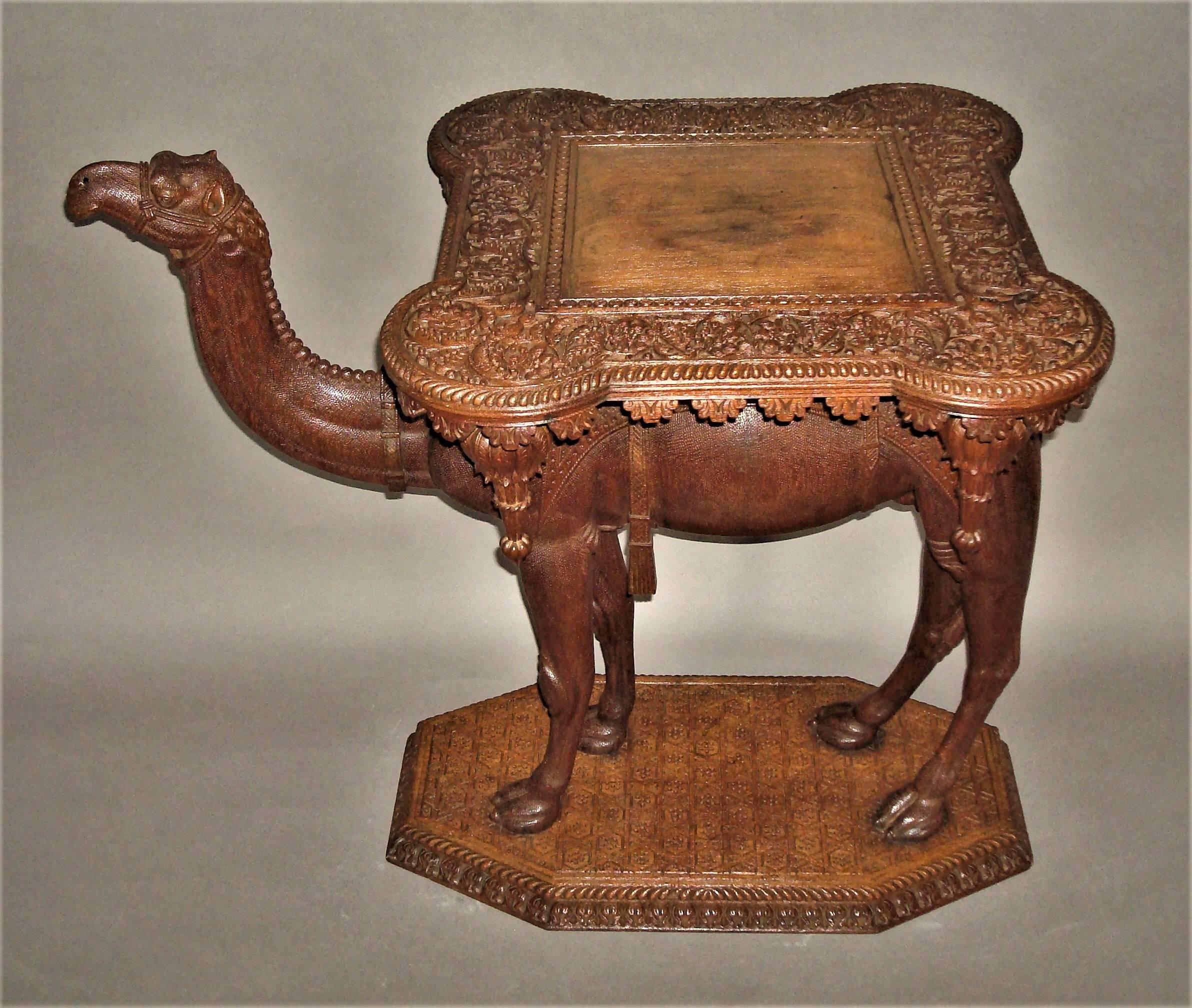 Teak 19th Century Anglo-Indian Carved Camel Table