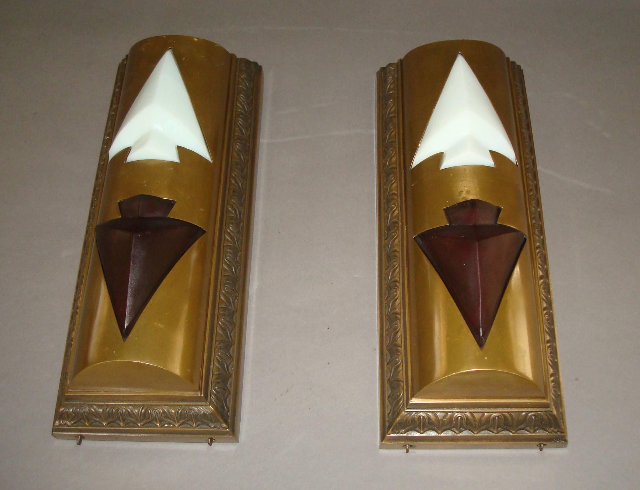French Pair of Bronze Elevator Indicator Lights