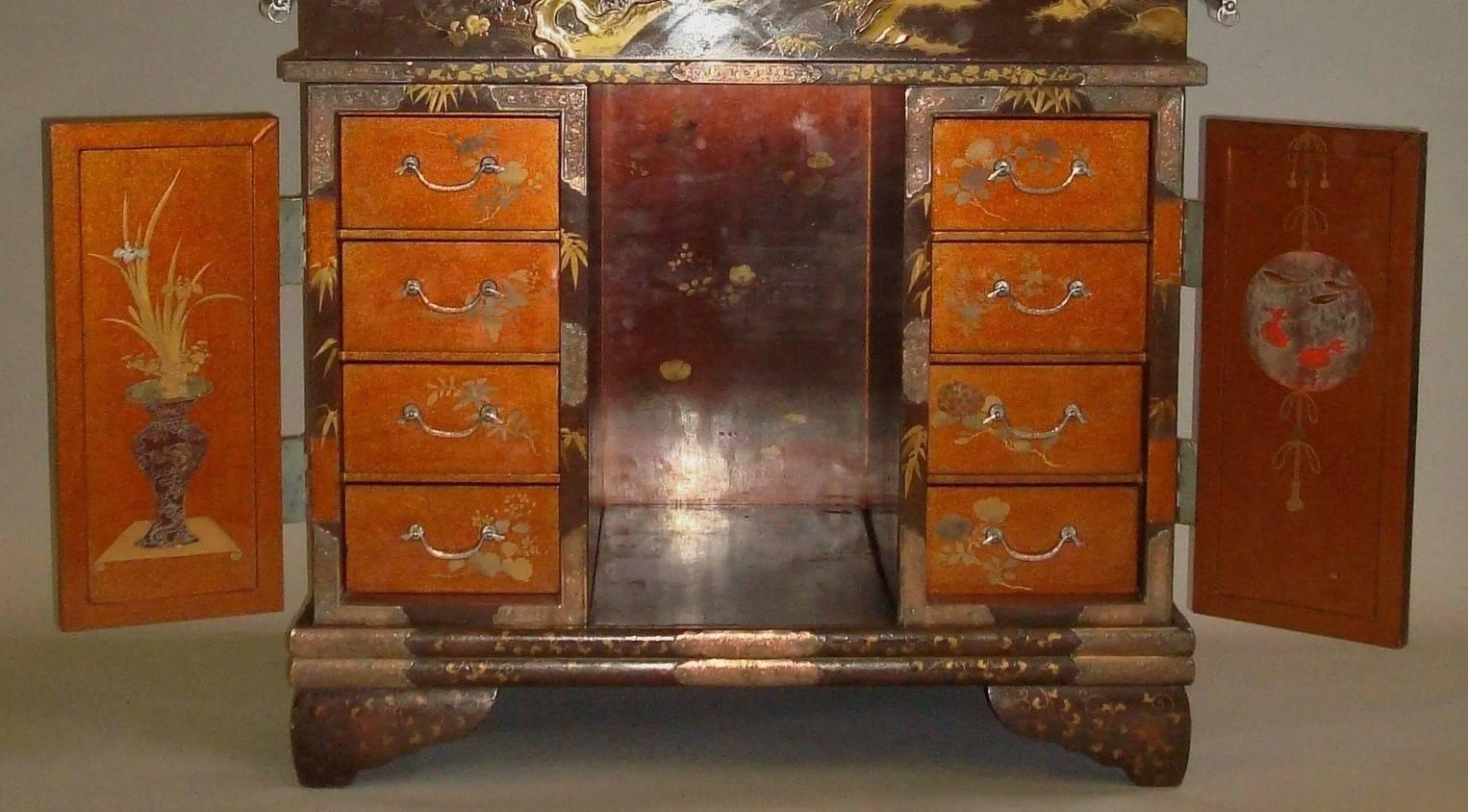 Lacquered 19th Century Japanese Writing Cabinet For Sale