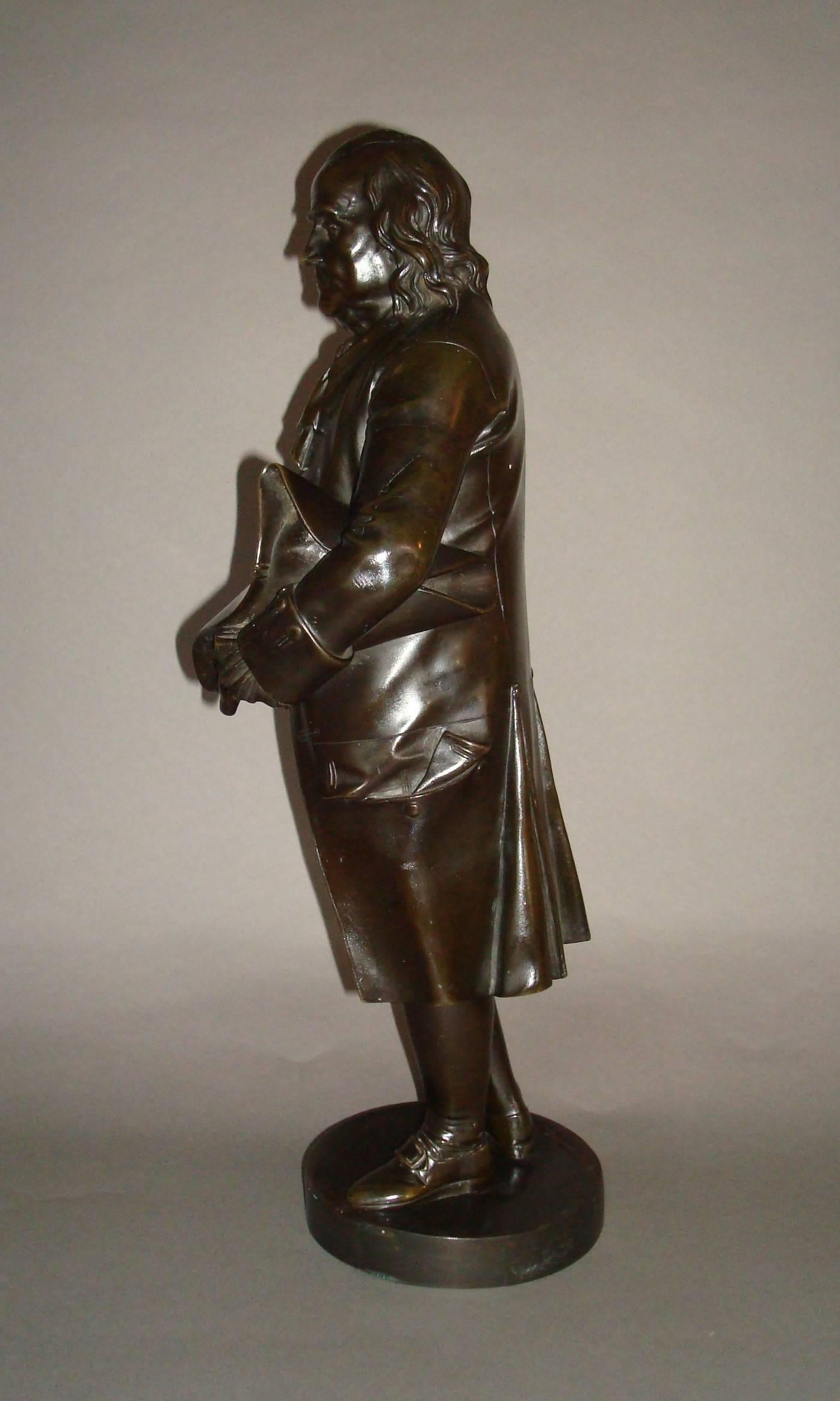 Rare 19th Century Bronze Statue of Benjamin Franklin In Excellent Condition In Moreton-in-Marsh, Gloucestershire