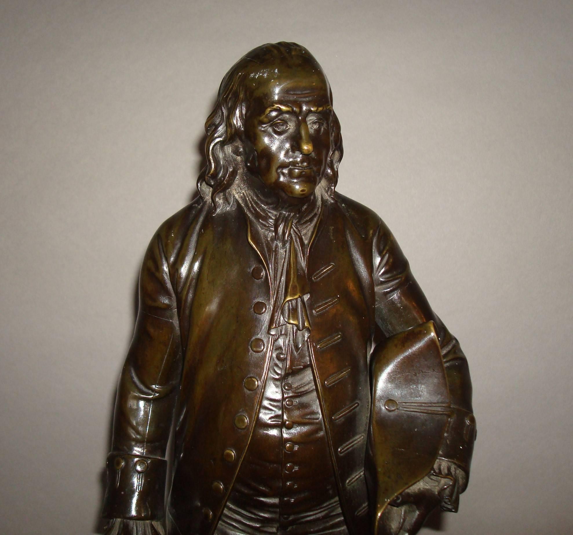 Rare 19th Century Bronze Statue of Benjamin Franklin 3
