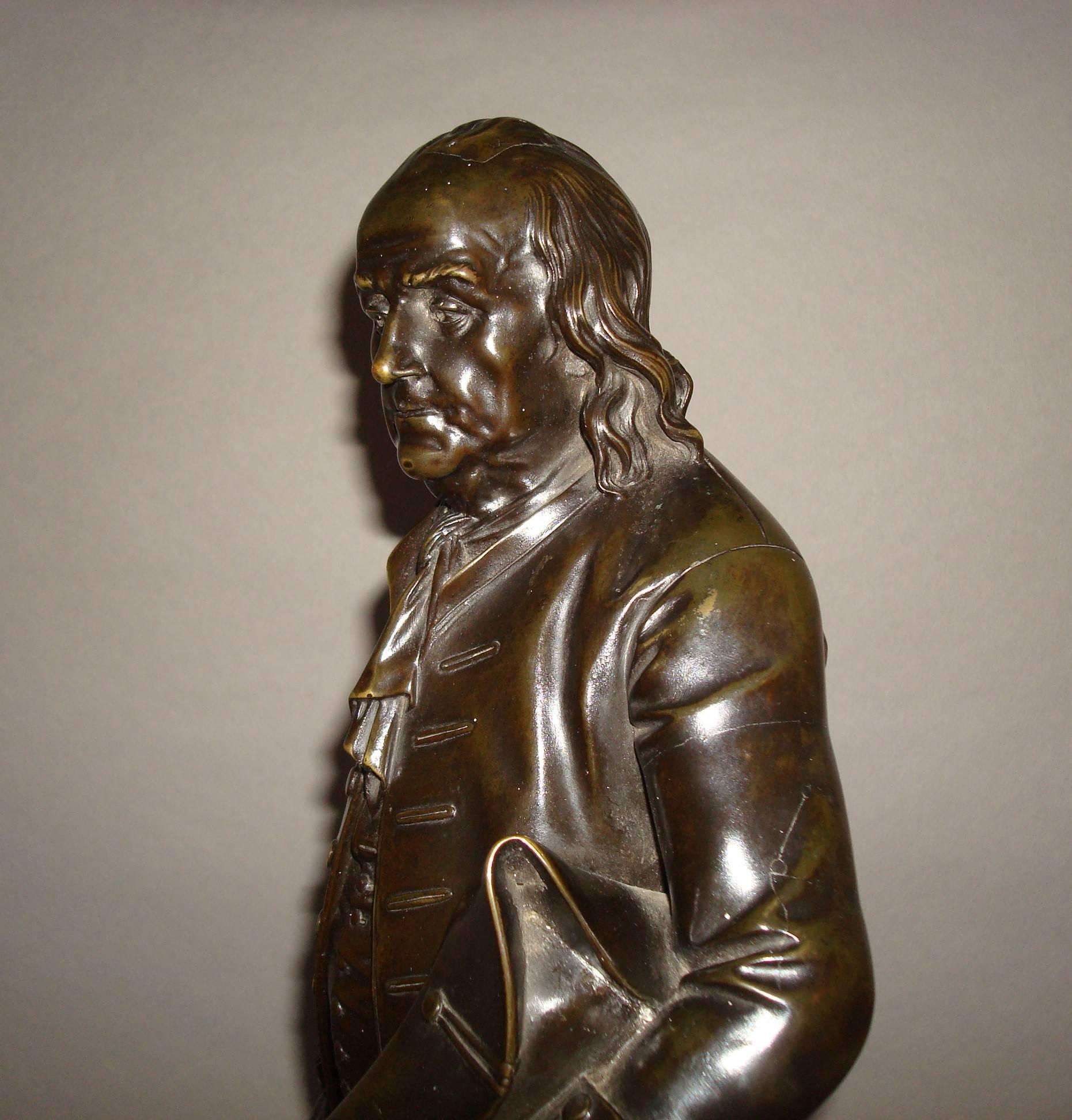 Rare 19th Century Bronze Statue of Benjamin Franklin 4
