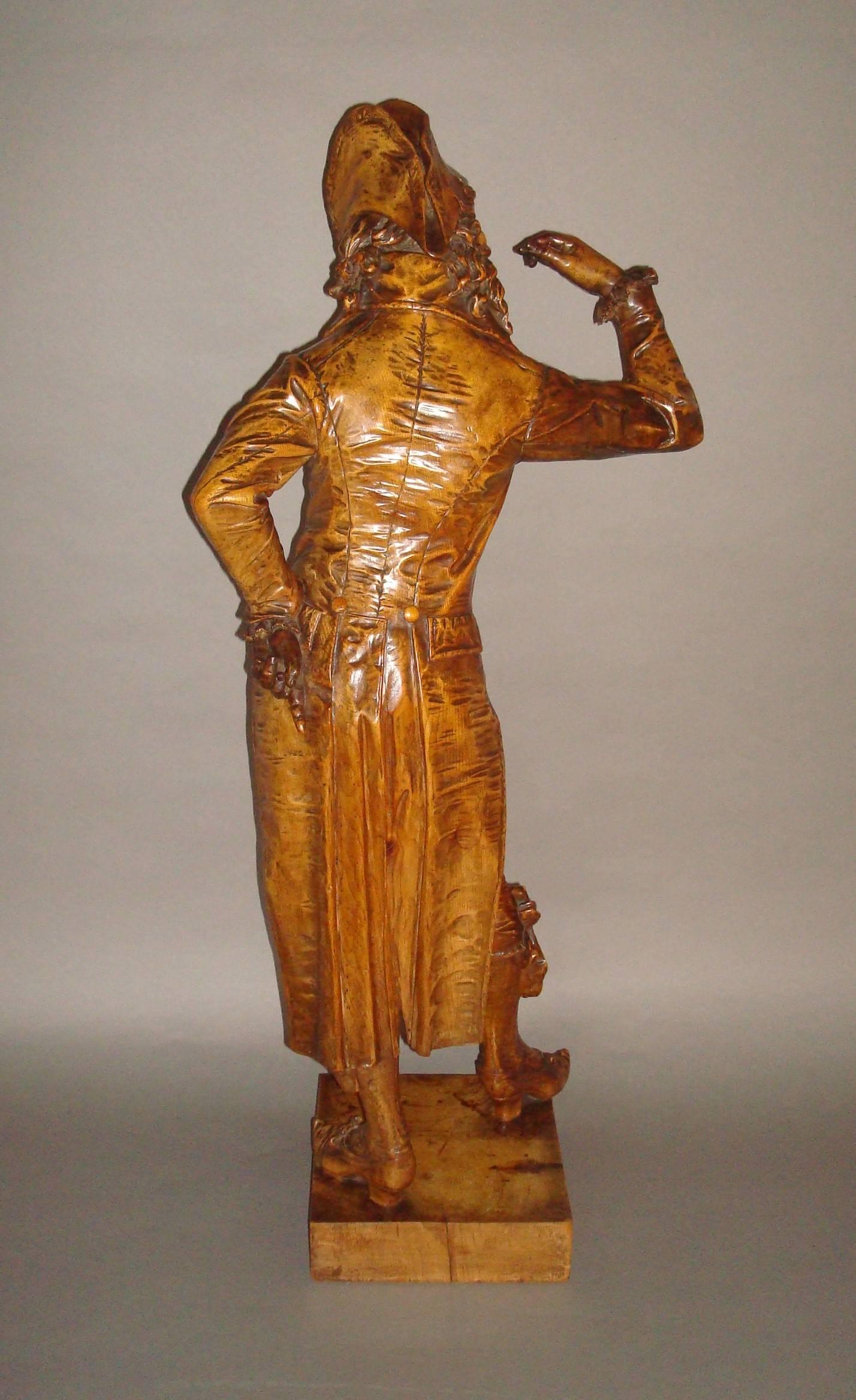 Pine Fine 19th Century Italian Carved Figure of Dandy Gentleman