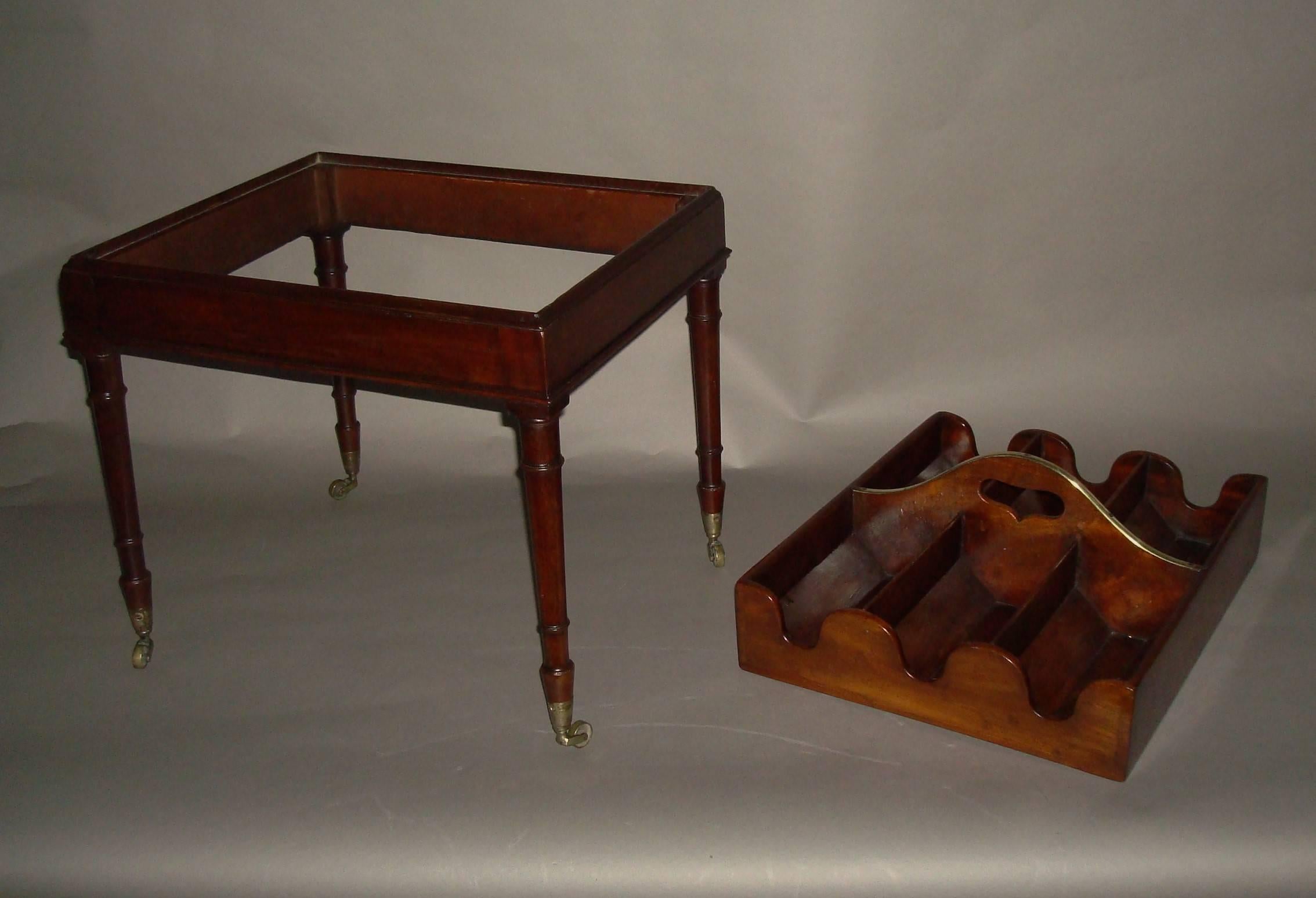 English Unusual George III Mahogany Bottle Carrier on Stand