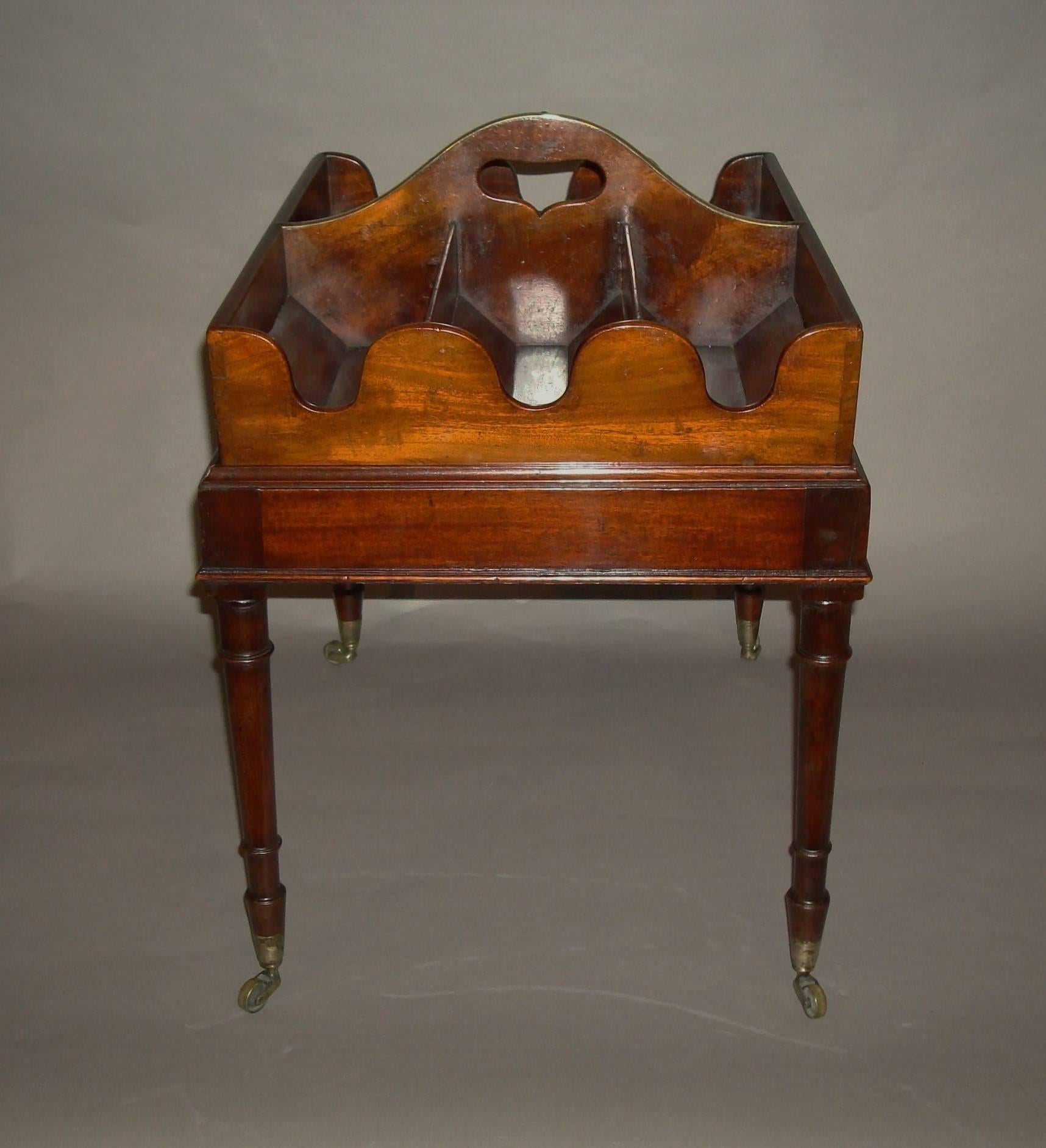 Unusual George III Mahogany Bottle Carrier on Stand 1