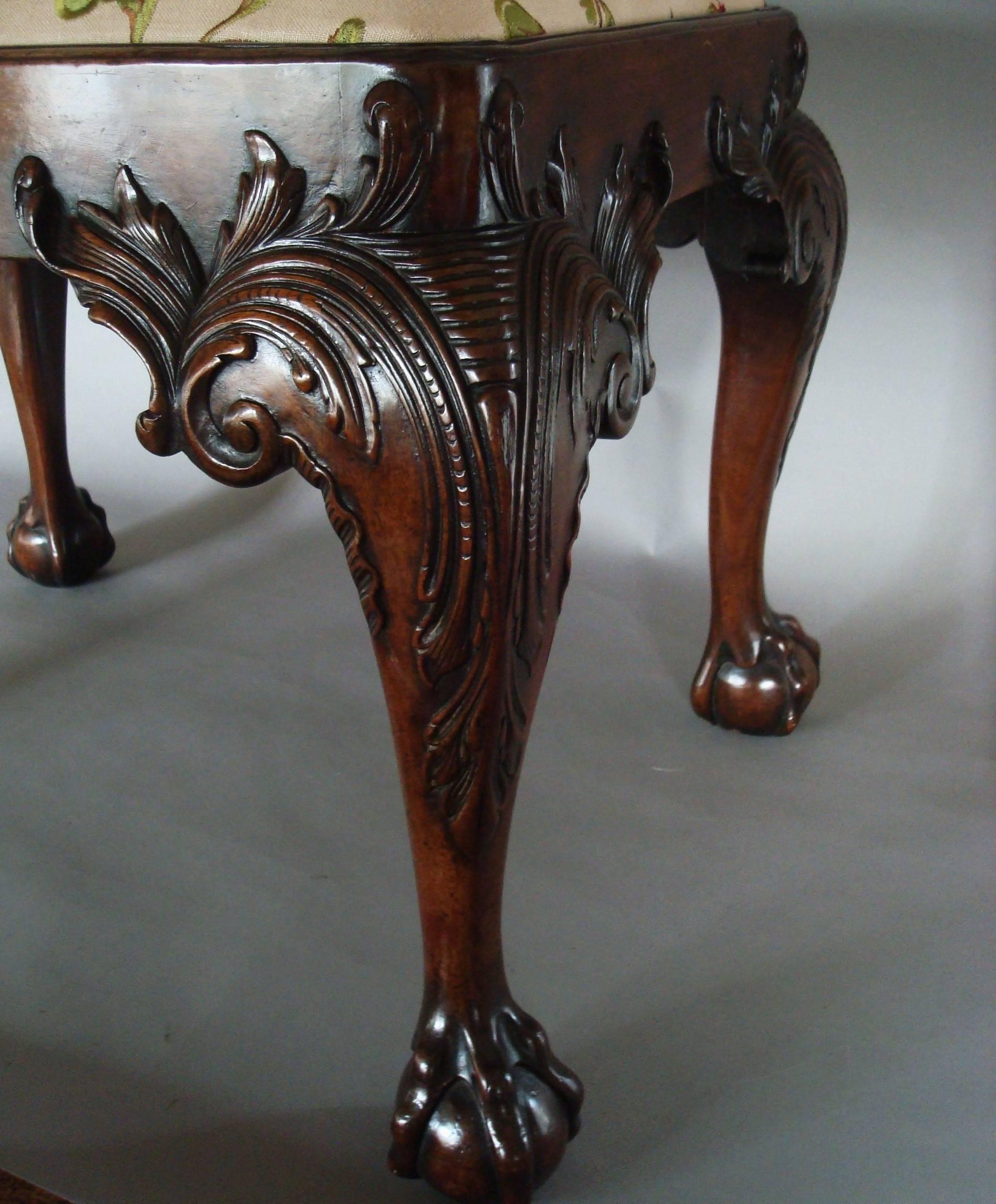 19th Century Carved Mahogany Stool in George II Manner 4