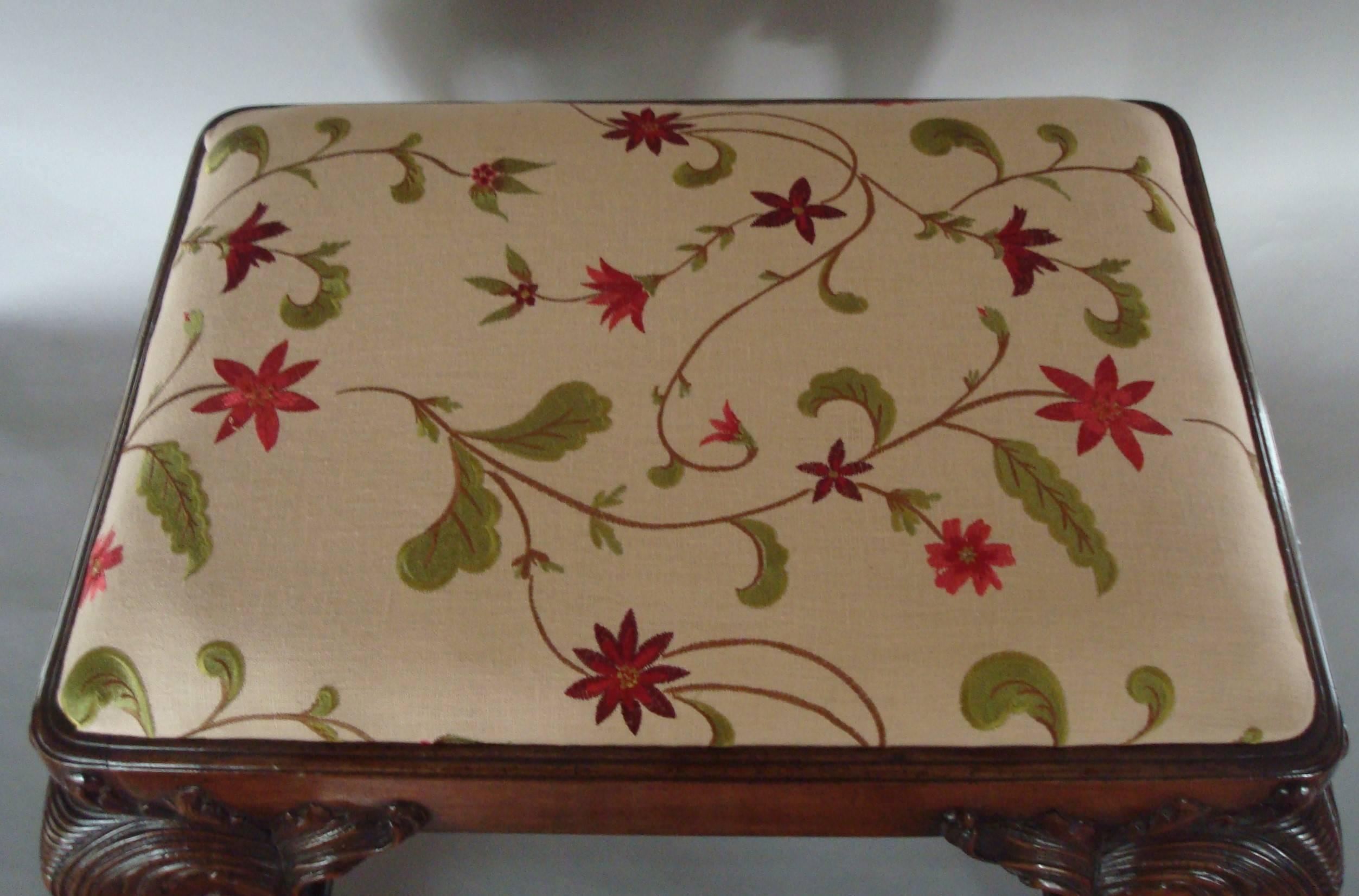 19th Century Carved Mahogany Stool in George II Manner 5