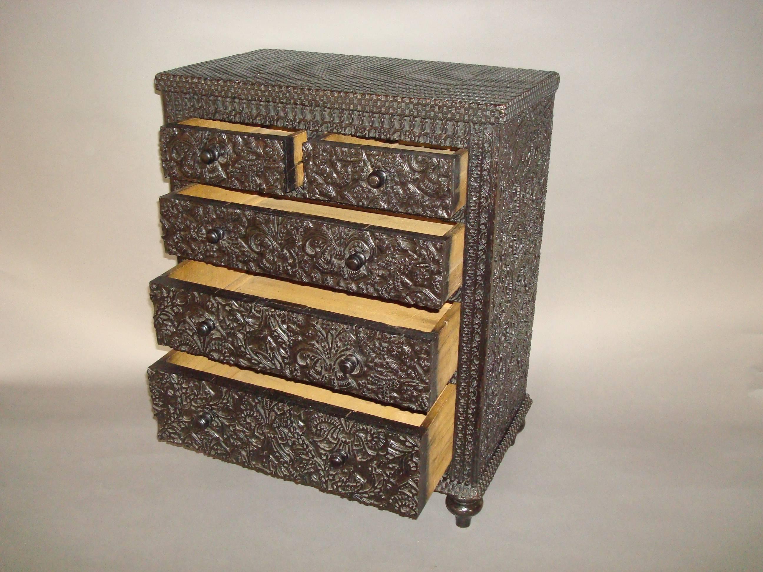 19th Century Black Miniature Chest of Drawers For Sale 5