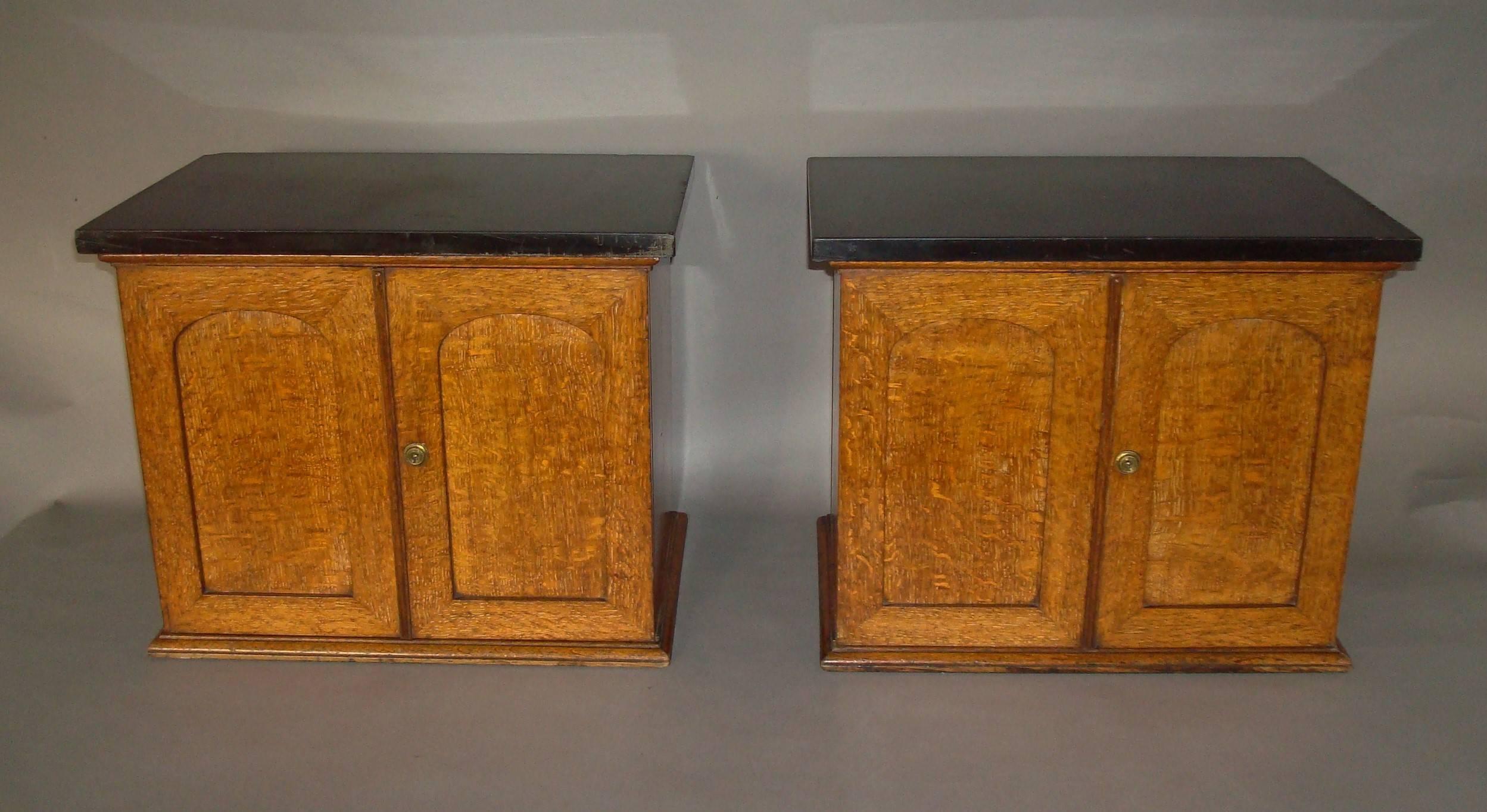 English 19th Century Pair of Golden Oak Table Cabinets For Sale