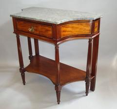 19th Century French Console Table in Mahogany and Satinwood with Marble Top