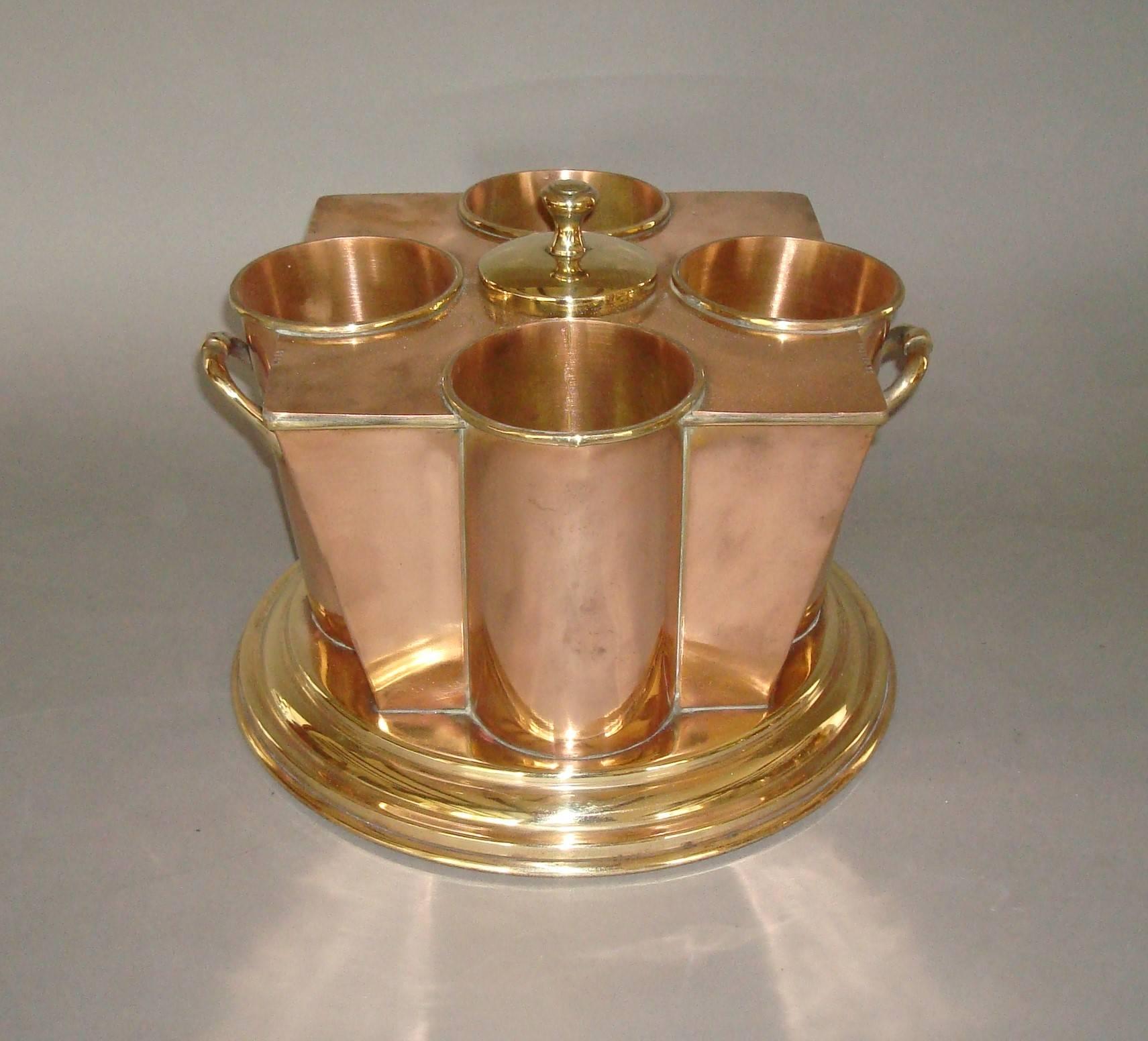 Art Deco Early 20th Century Pair of Copper and Brass Champagne Coolers For Sale