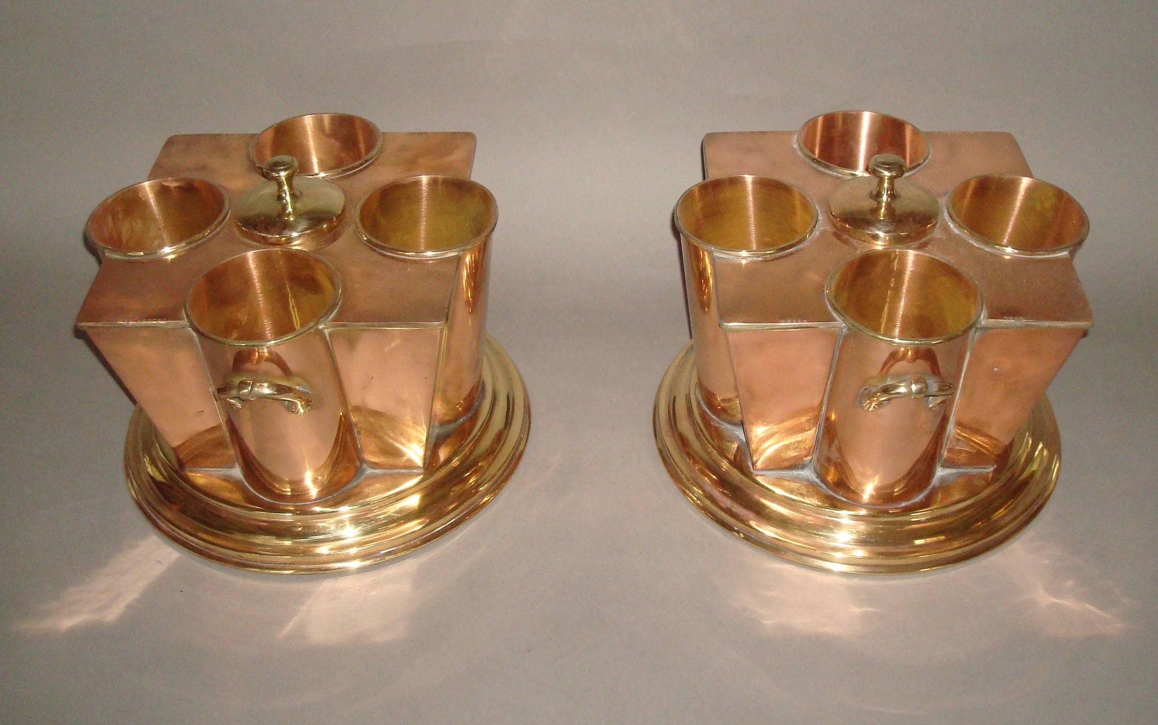 Early 20th Century Pair of Copper and Brass Champagne Coolers For Sale 1