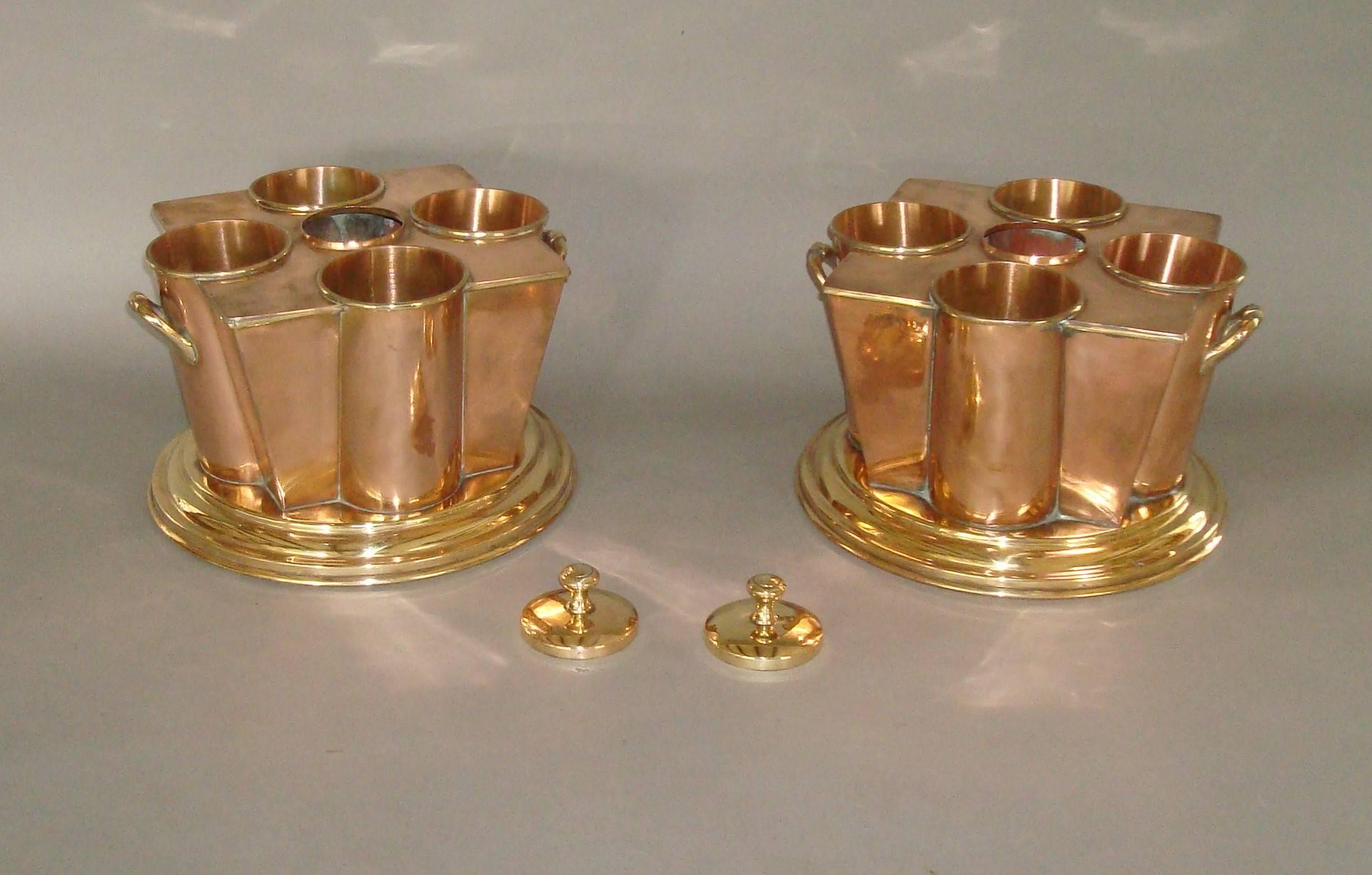 Early 20th Century Pair of Copper and Brass Champagne Coolers For Sale 2