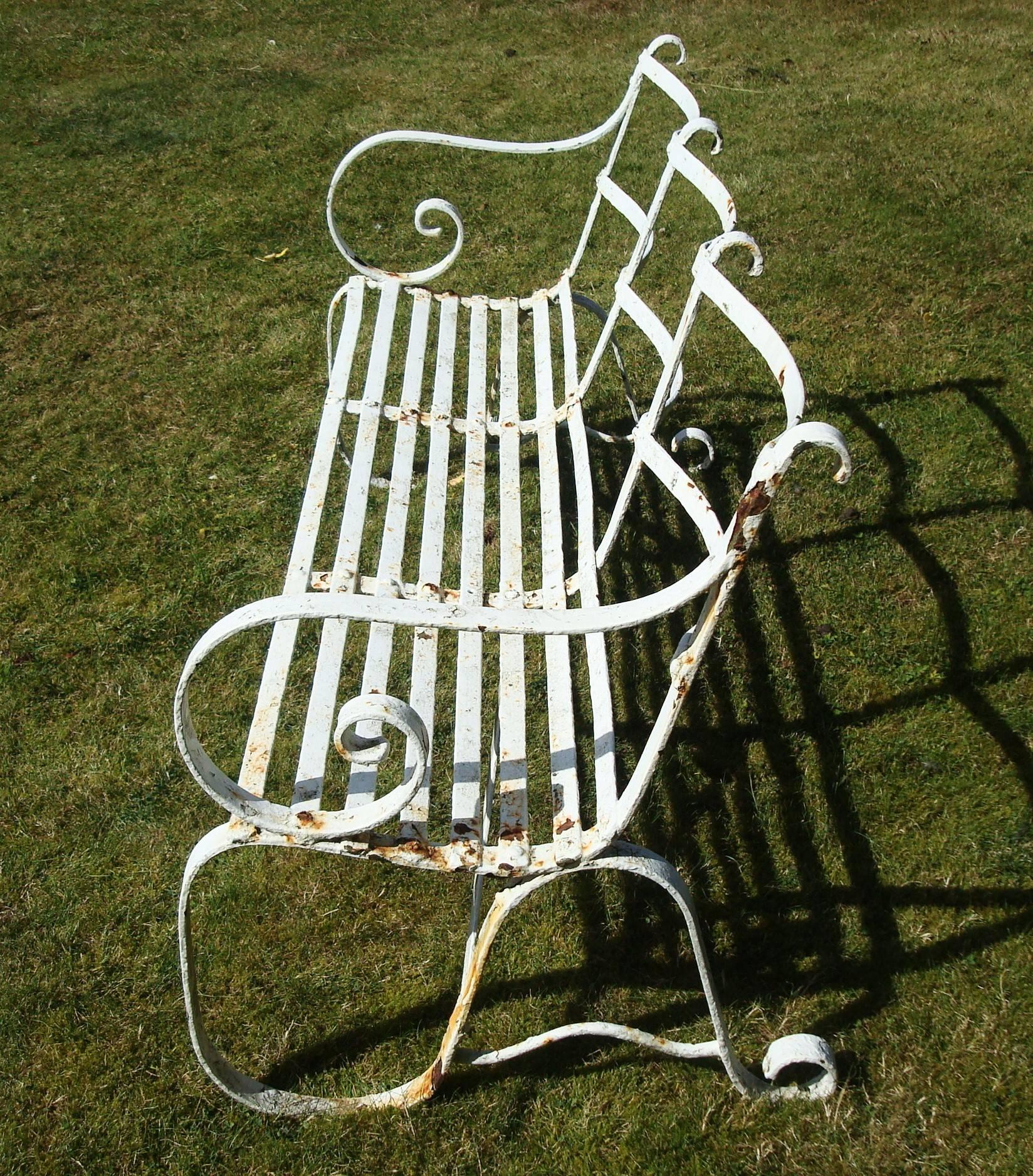 English Regency Wrought Iron Garden Seat/ Bench For Sale