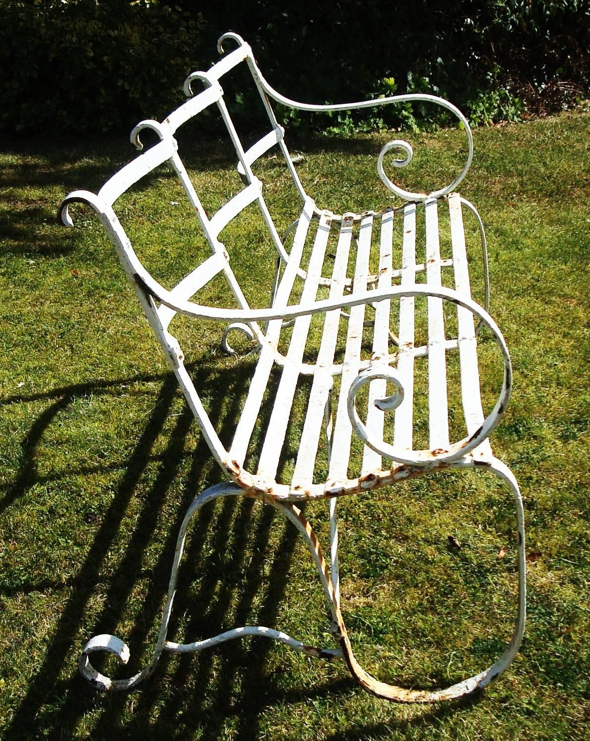 Regency Wrought Iron Garden Seat/ Bench In Good Condition For Sale In Moreton-in-Marsh, Gloucestershire