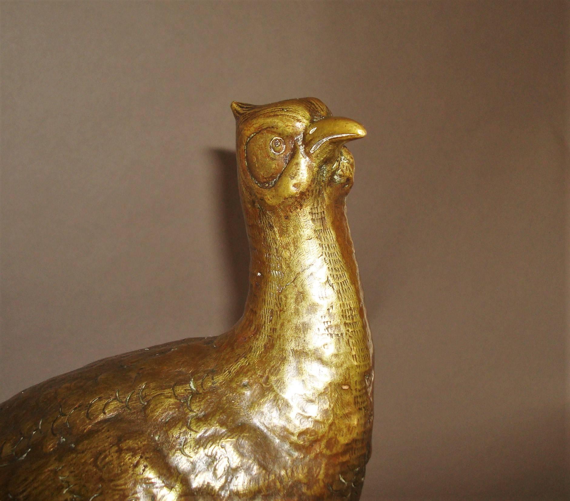 Early 20th Century Pair of Large Gilt Bronze Pheasants 2