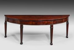Georgian Mahogany Irish Demilune Side Table of Large Proportions