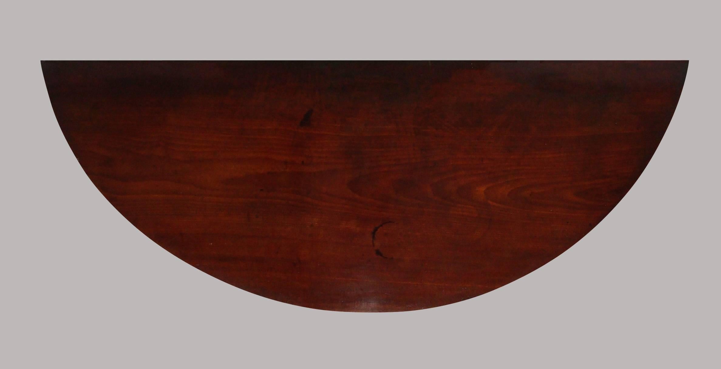 Polished Georgian Mahogany Irish Demilune Side Table of Large Proportions For Sale