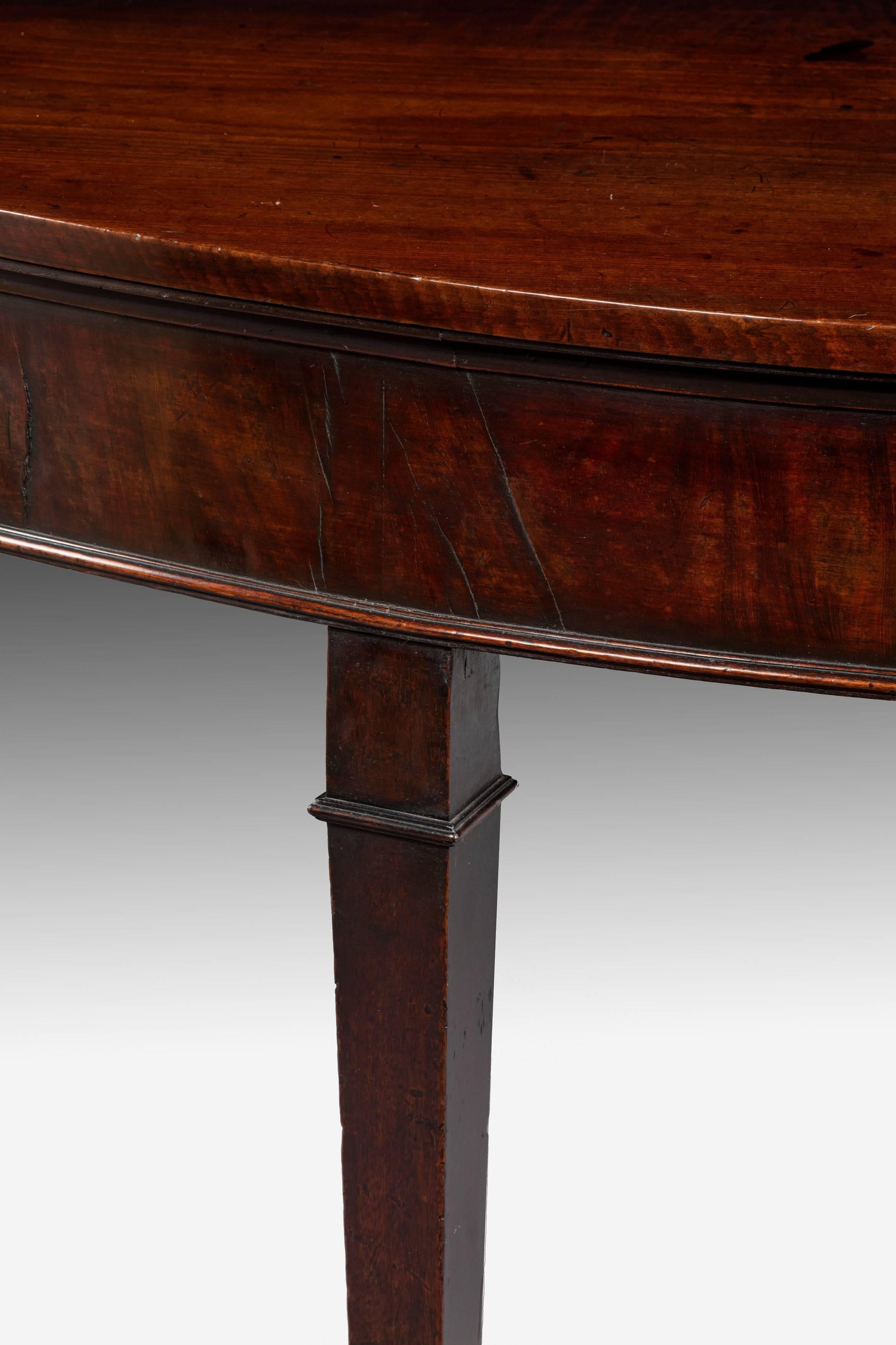 Georgian Mahogany Irish Demilune Side Table of Large Proportions For Sale 2