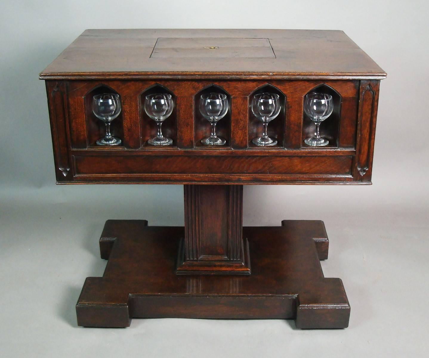 French 19th Century Gothic Oak Champagne or Wine Cooler Table For Sale