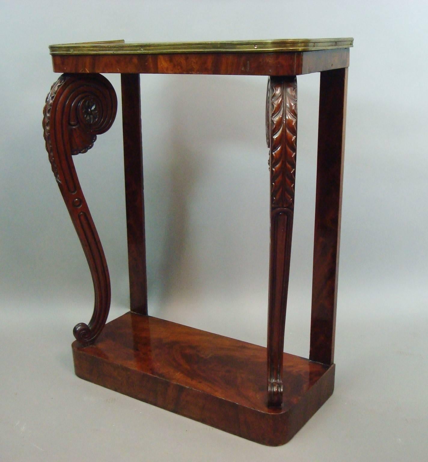 English Good Regency Figured Mahogany Console Table / Pier Table For Sale
