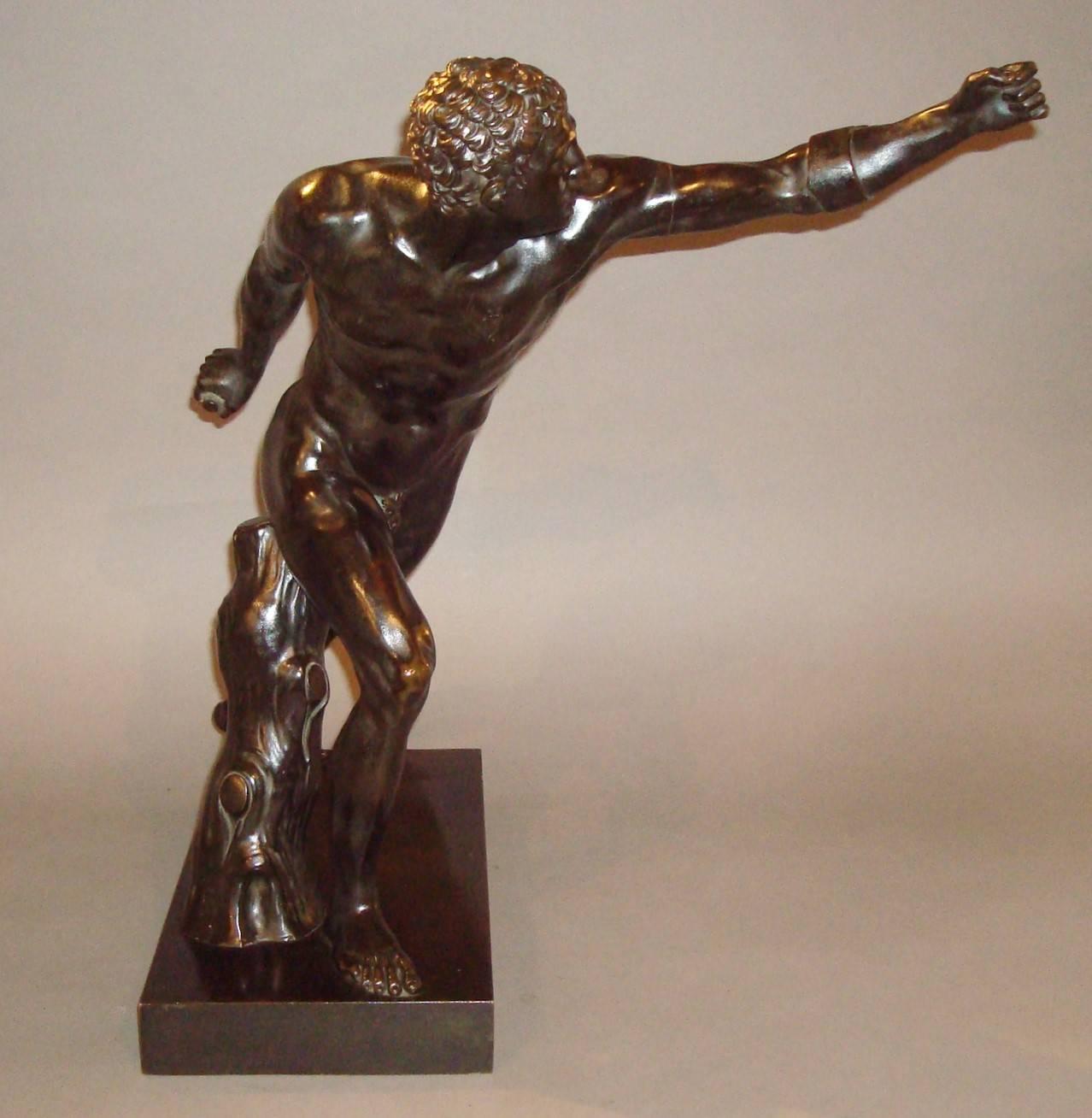 Italian Grand Tour Classical Bronze of Borghese Gladiator of Large Proportions