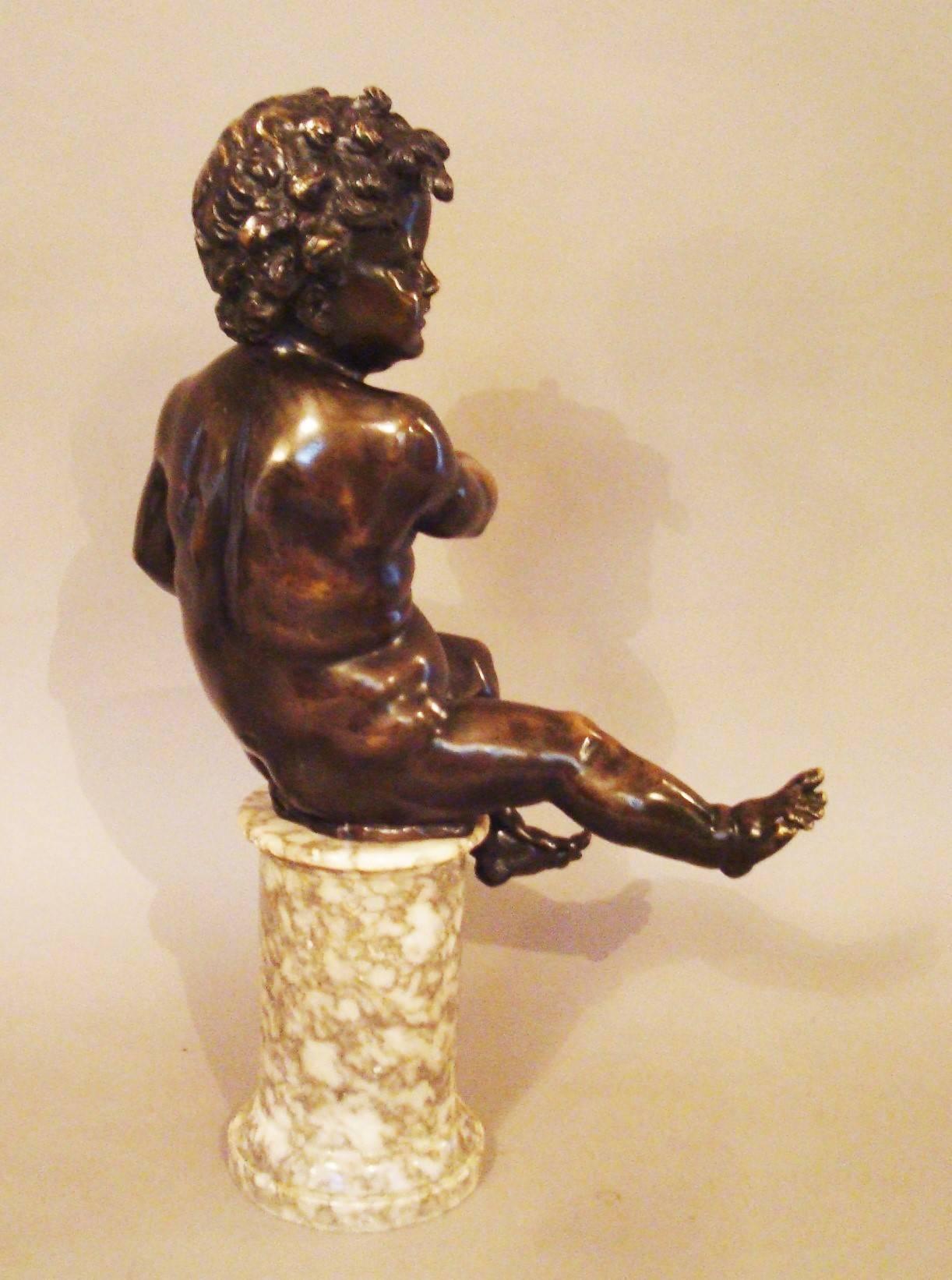 19th Century Bronze Sculpture of Putti / Cherub In Excellent Condition For Sale In Moreton-in-Marsh, Gloucestershire