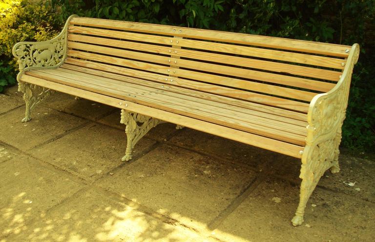Monumental 19th Century Cast Iron Squirrel Garden Bench 