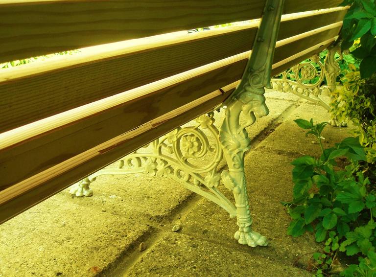 Monumental 19th Century Cast Iron Squirrel Garden Bench 