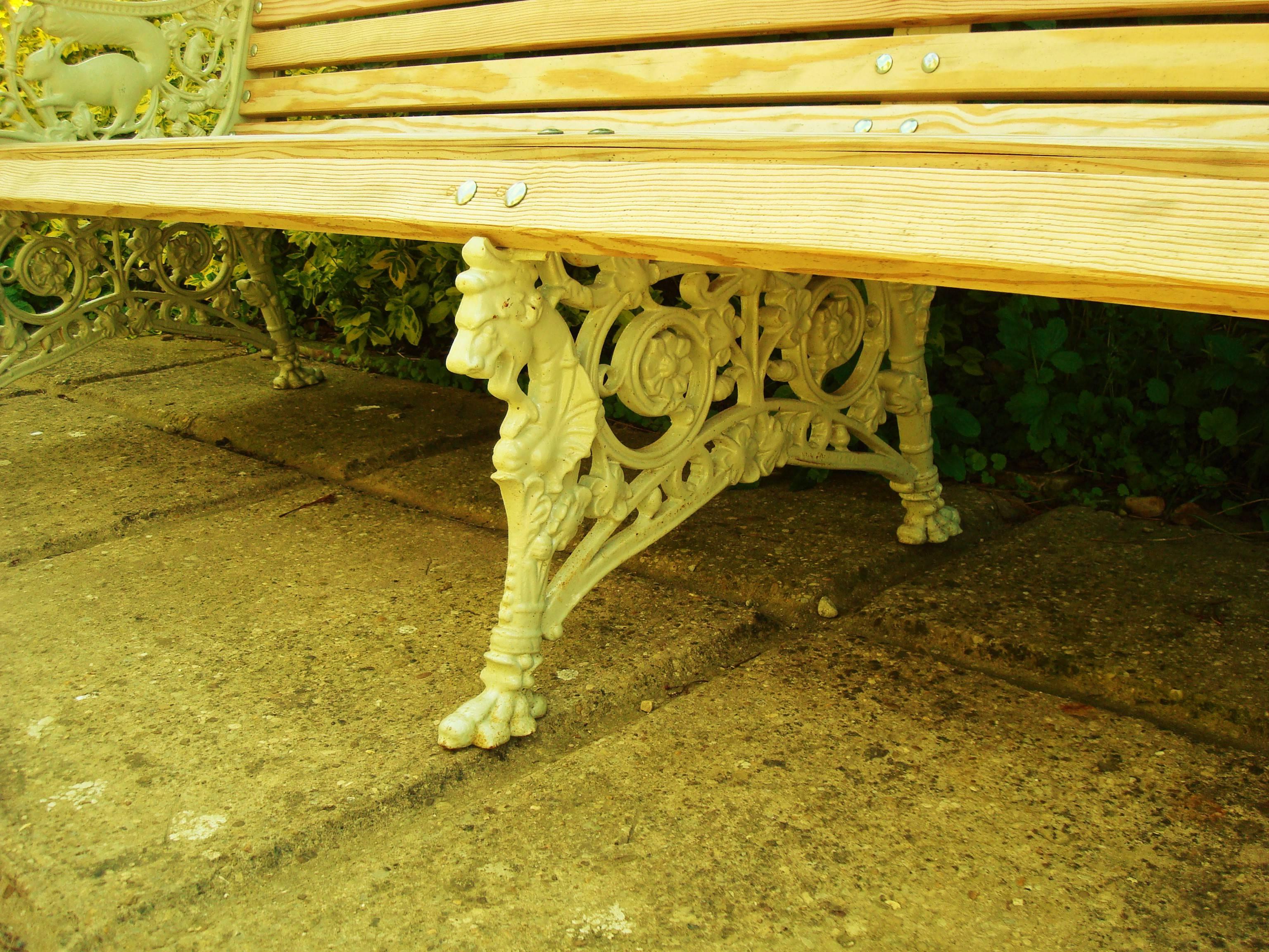 Monumental 19th Century Cast Iron Squirrel Garden Bench / Seat 2