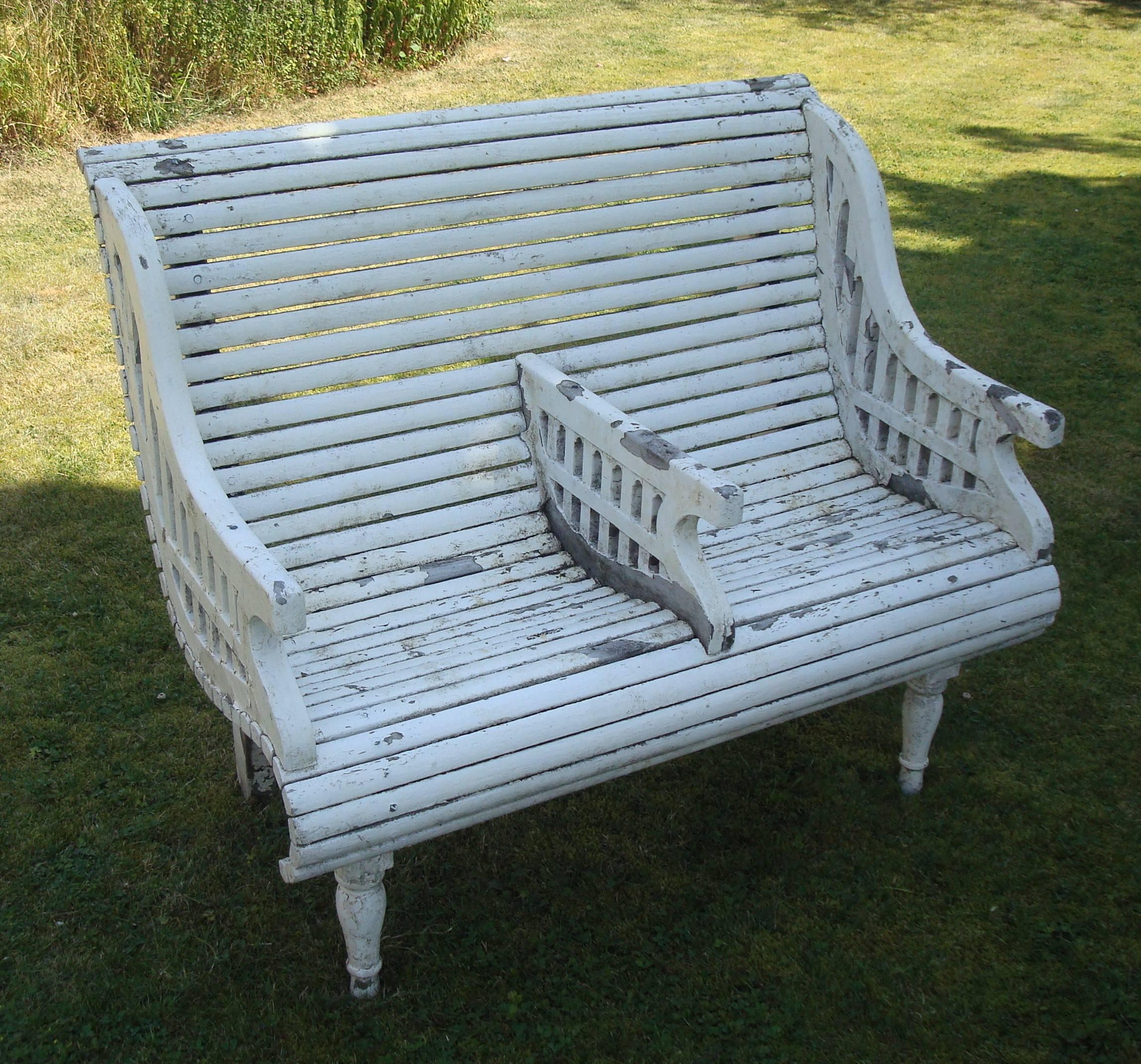 20th Century Early C20th Teak Garden Seat of Unusual Form For Sale