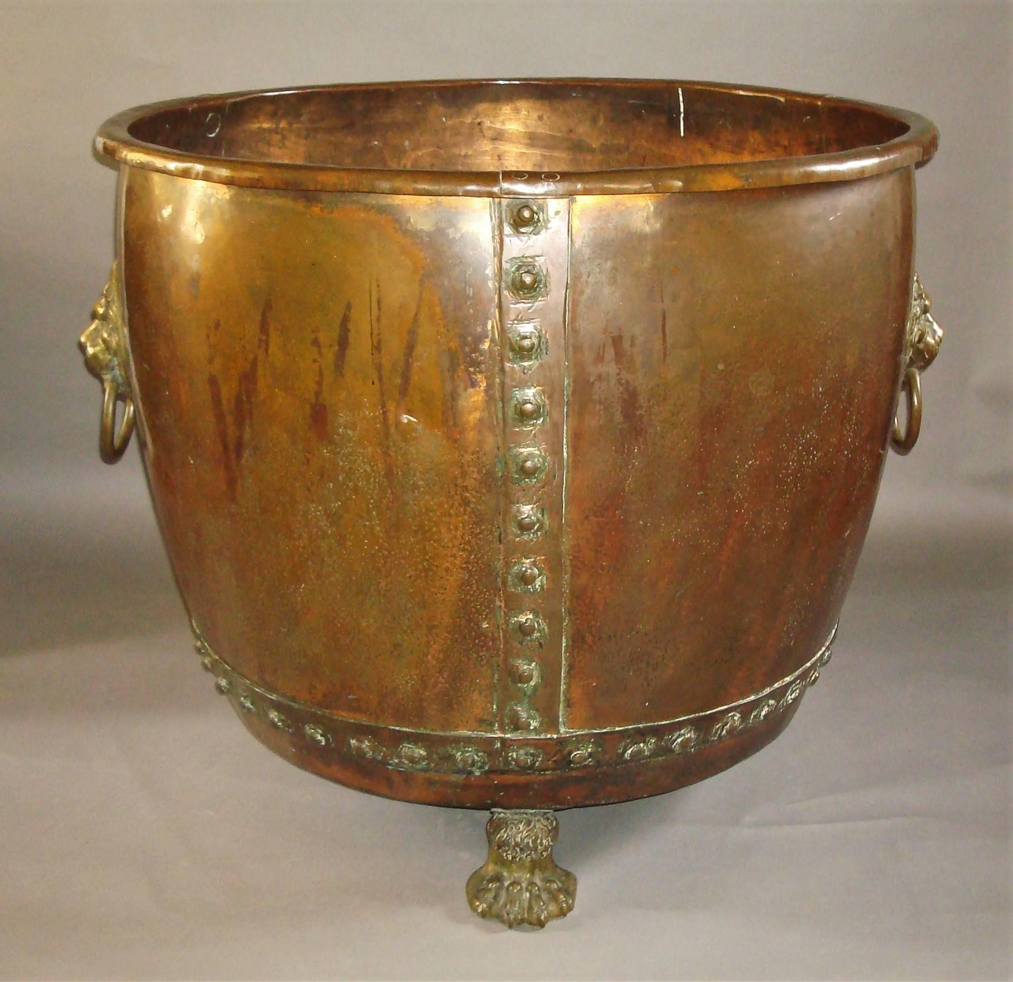 English Monumental 19th Century Copper Log Holder or Jardiniere For Sale