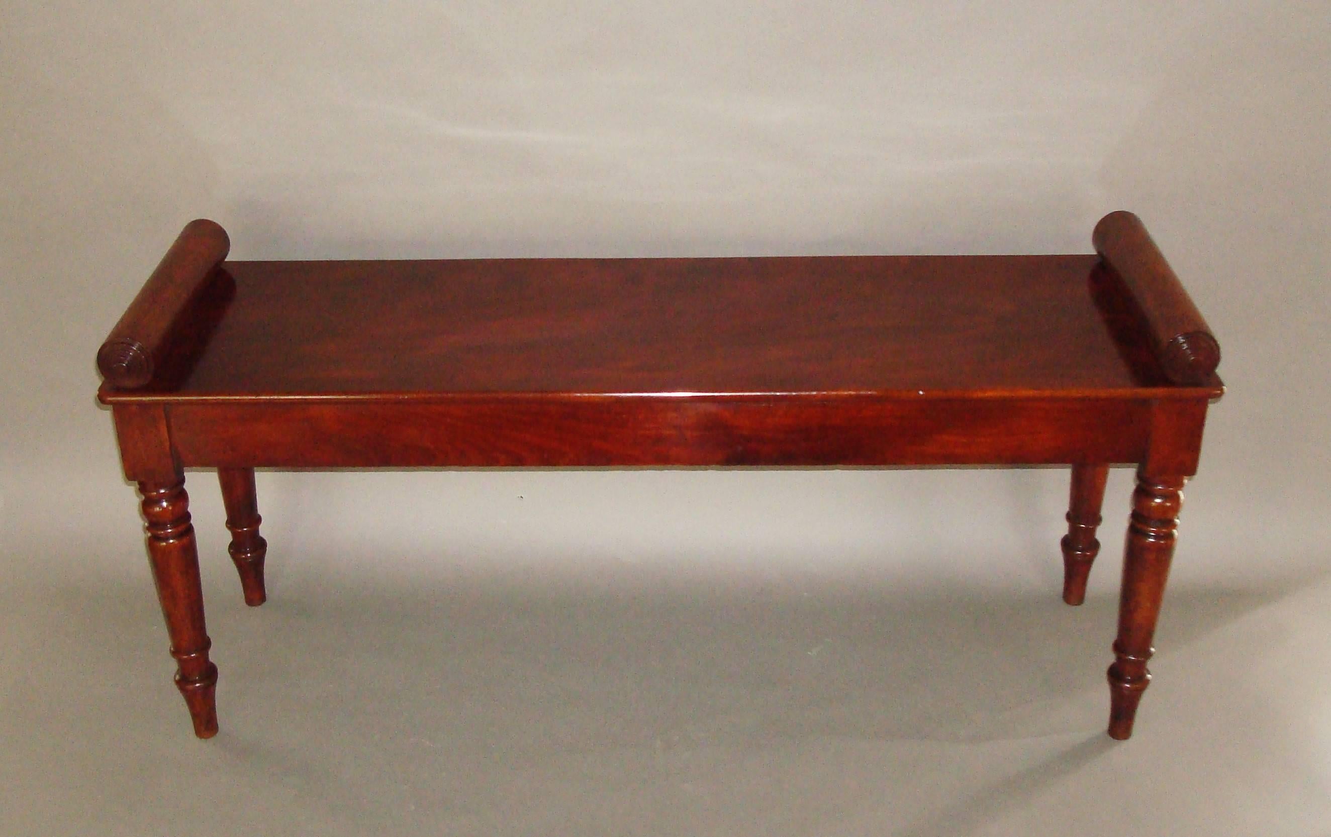 English Regency Mahogany Hall Bench or Window Seat