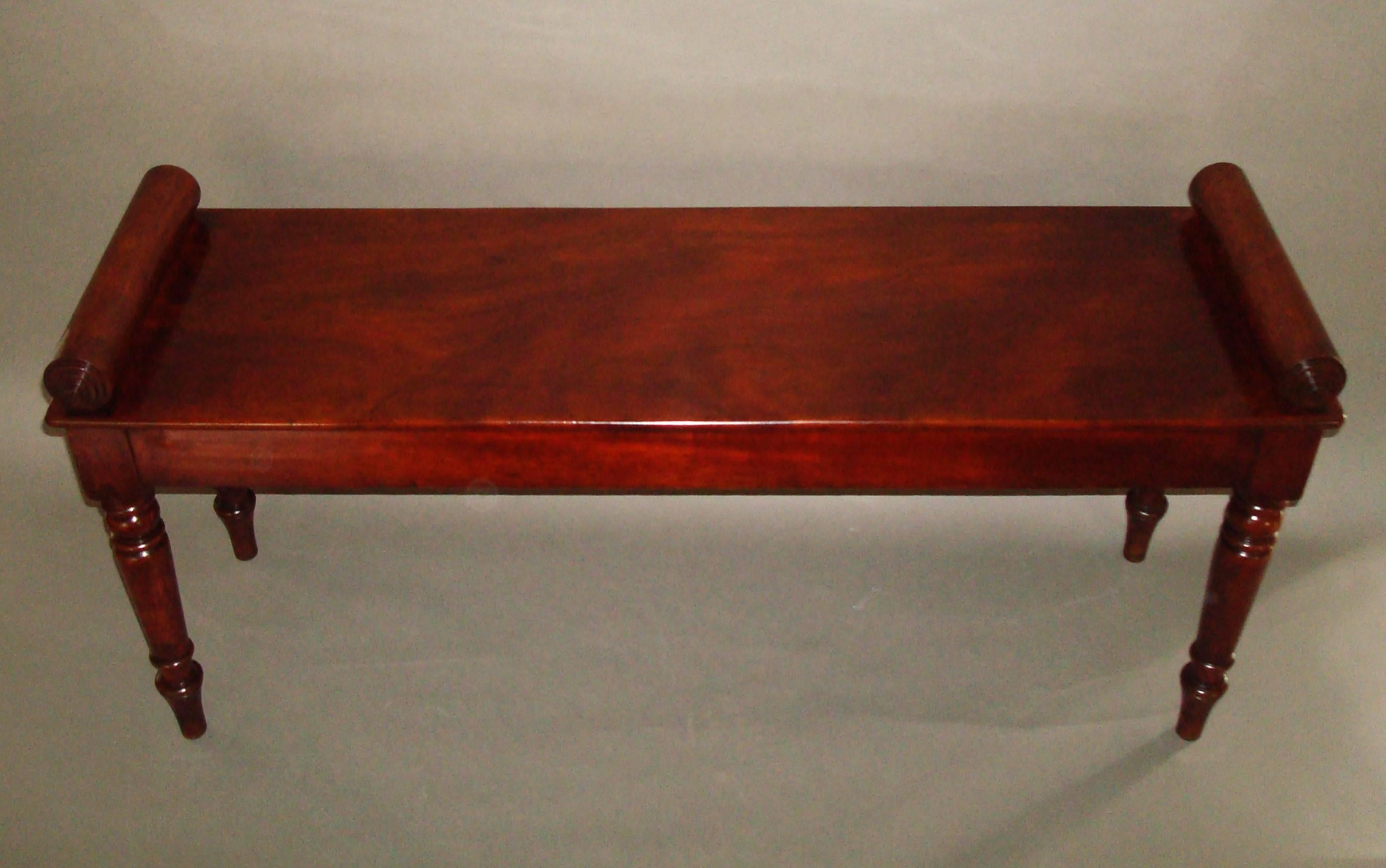 Regency Mahogany Hall Bench or Window Seat 1