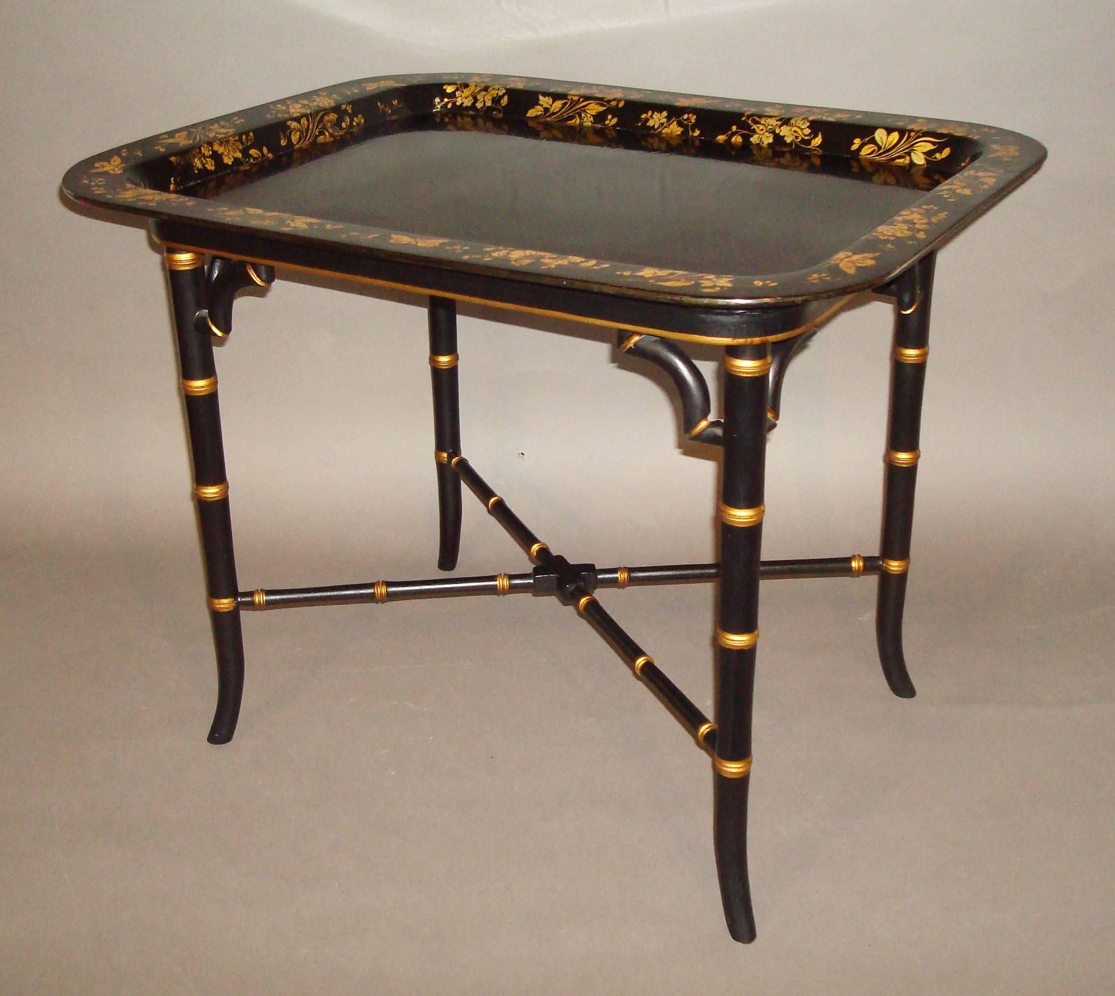 Early 19th Century Regency Papier Mâché Tray on Stand For Sale
