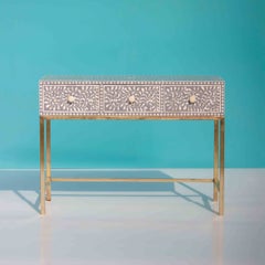 Floral Motifs Grey Console Table