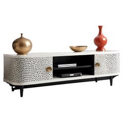 Medienkonsole mit Polka-Dot-Inlay in Weiß