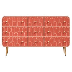 Eli Art Deco Coral Bone Inlay Nine-Drawer Dresser by House of Jaipur