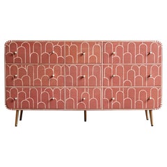 Commode à neuf tiroirs « Eli Bone Inlay » - Couleur corail, par House of Jaipur