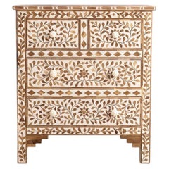 Arabesque Teak Wood Inlay Four-Drawer Chest by House of Jaipur